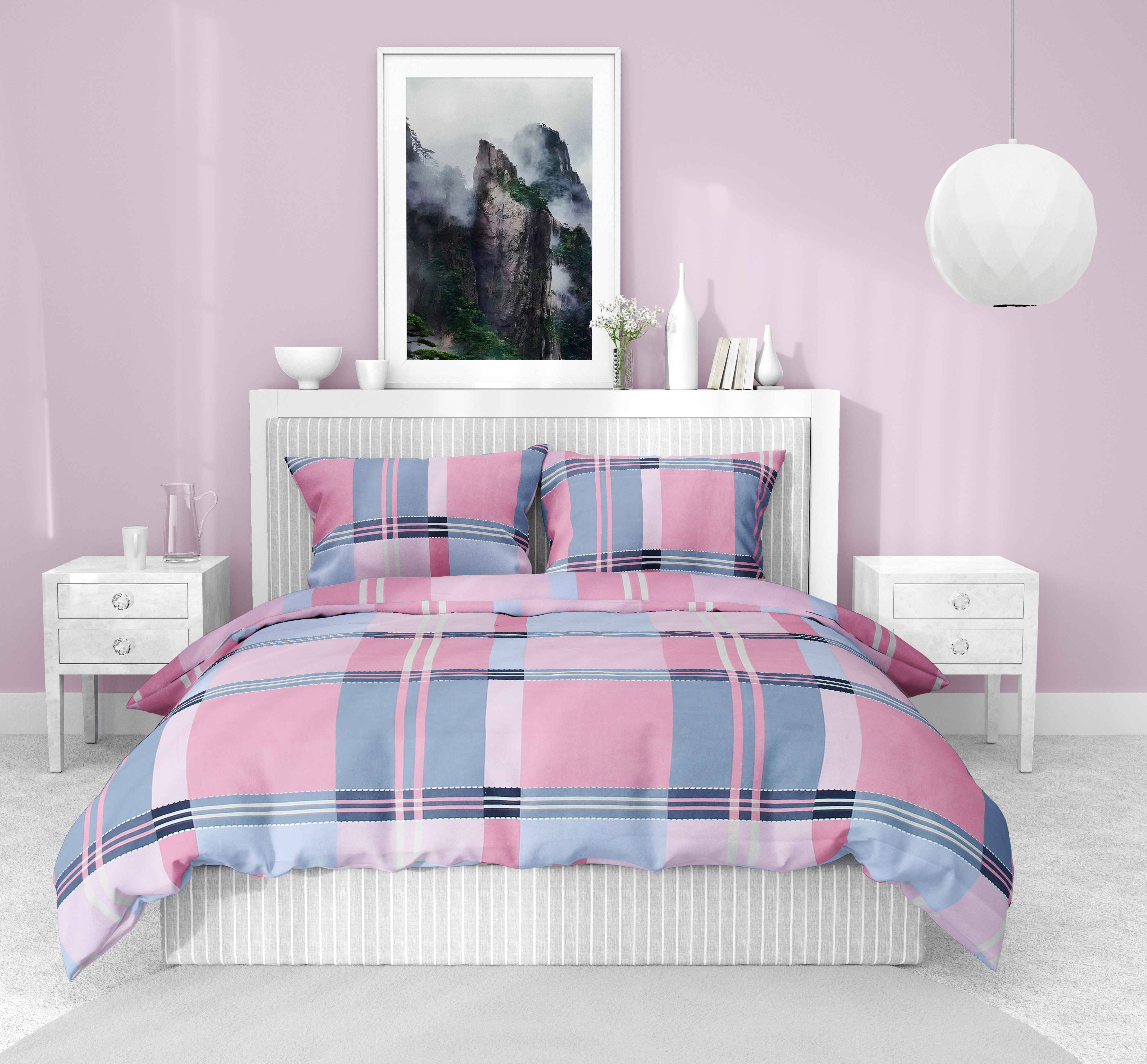     			Wholesale india Cotton 1 Double Bedsheet with 2 Pillow Covers ( Pink )