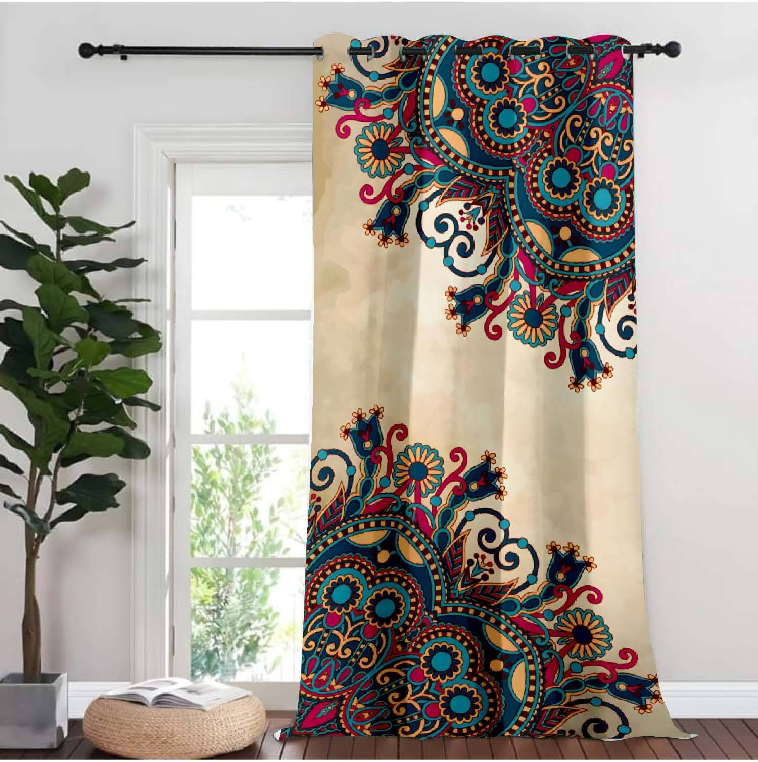 Women Dezier Abstract Room Darkening Eyelet Curtain 5 ft ( Pack of 1 ) - Multi Color Women Dezier Abstract Room Darkening Eyelet Curtain 5 ft ( Pack of 1 ) - Multi Color