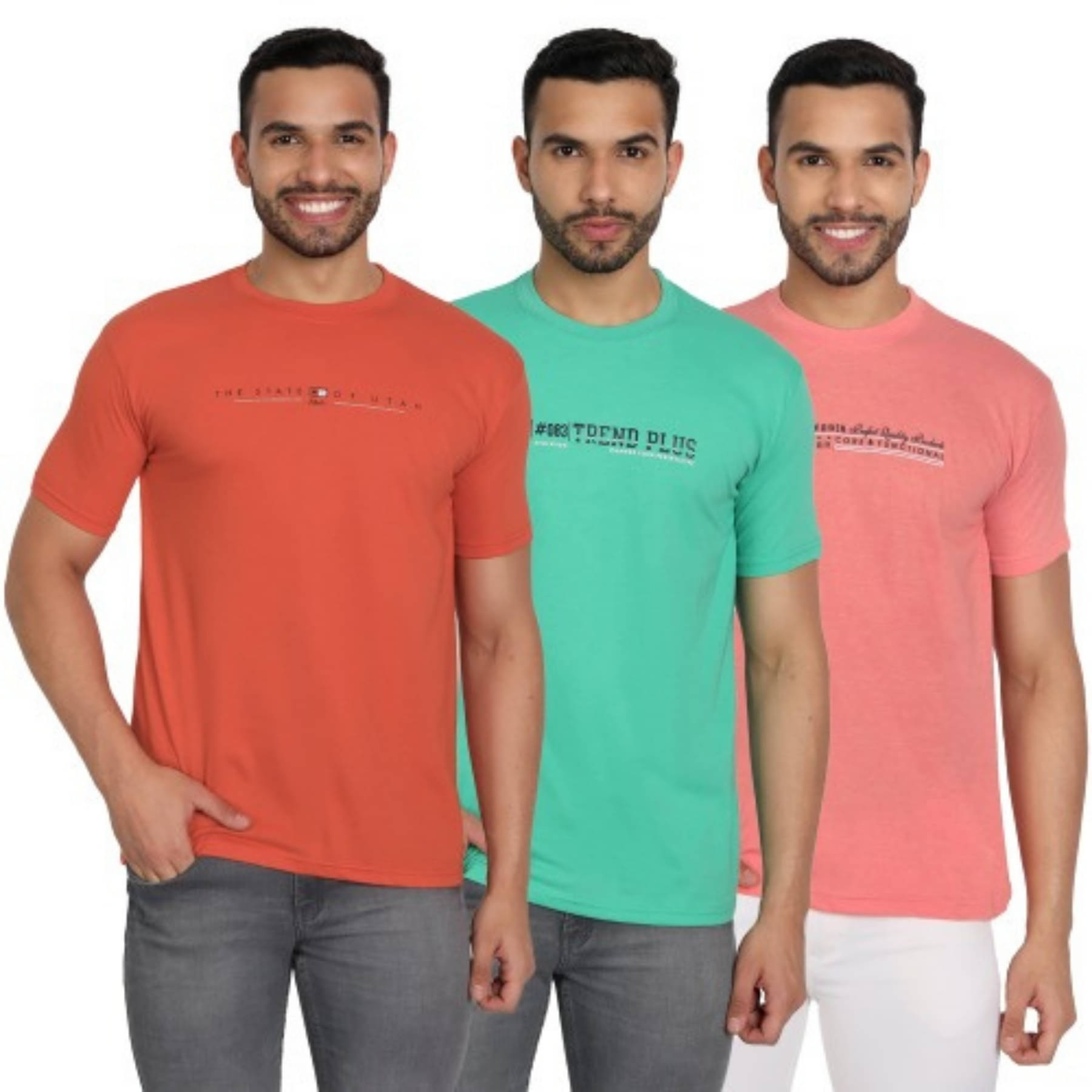     			ZEFFORA Men Cotton Blend Regular Fit Solid T-Shirt ( Multicolor14 )