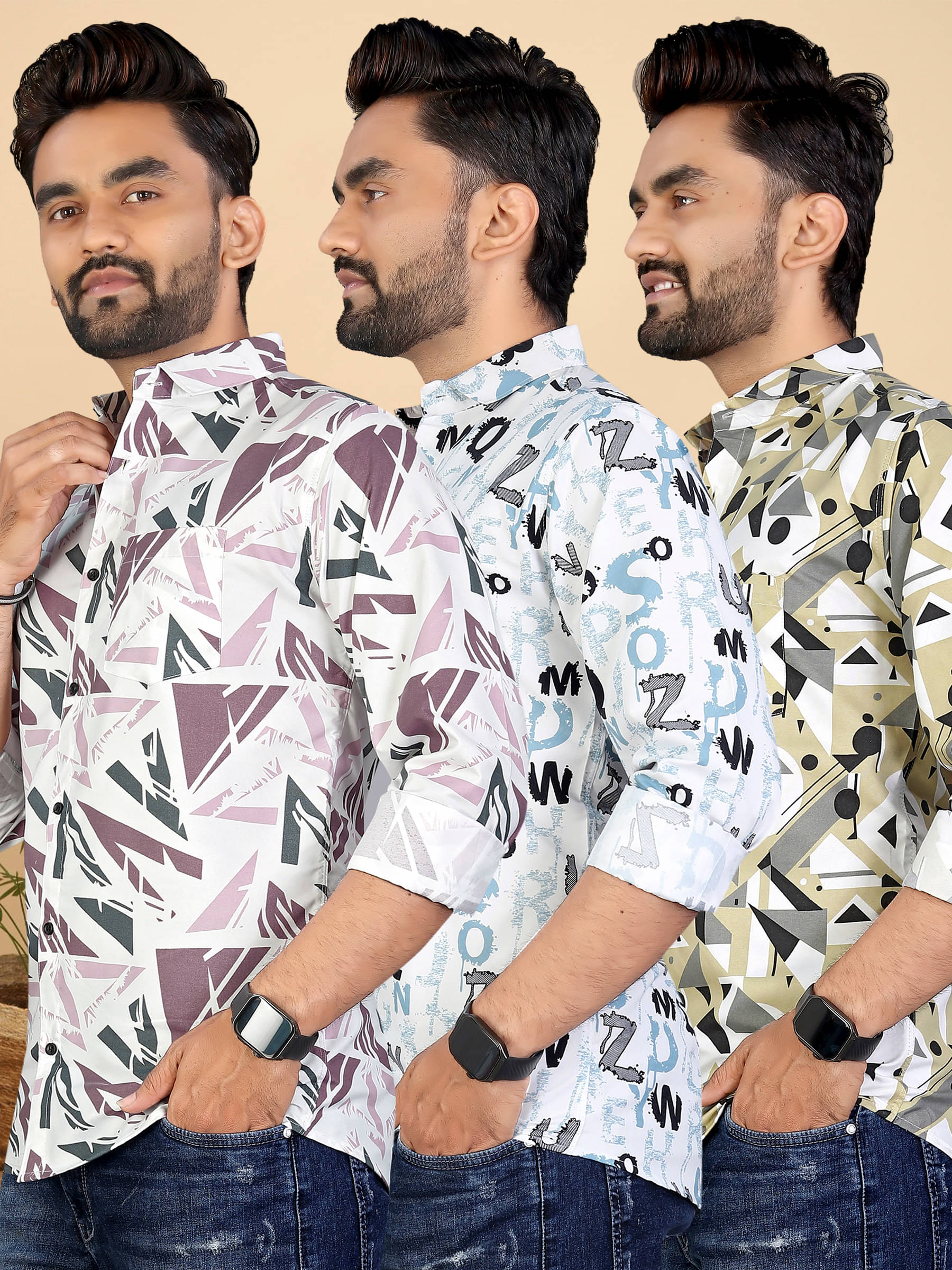     			adwynpeter 100% Cotton Regular Fit Printed Full Sleeves Men's Casual Shirt - Multicolor 13 ( Pack of 3 )