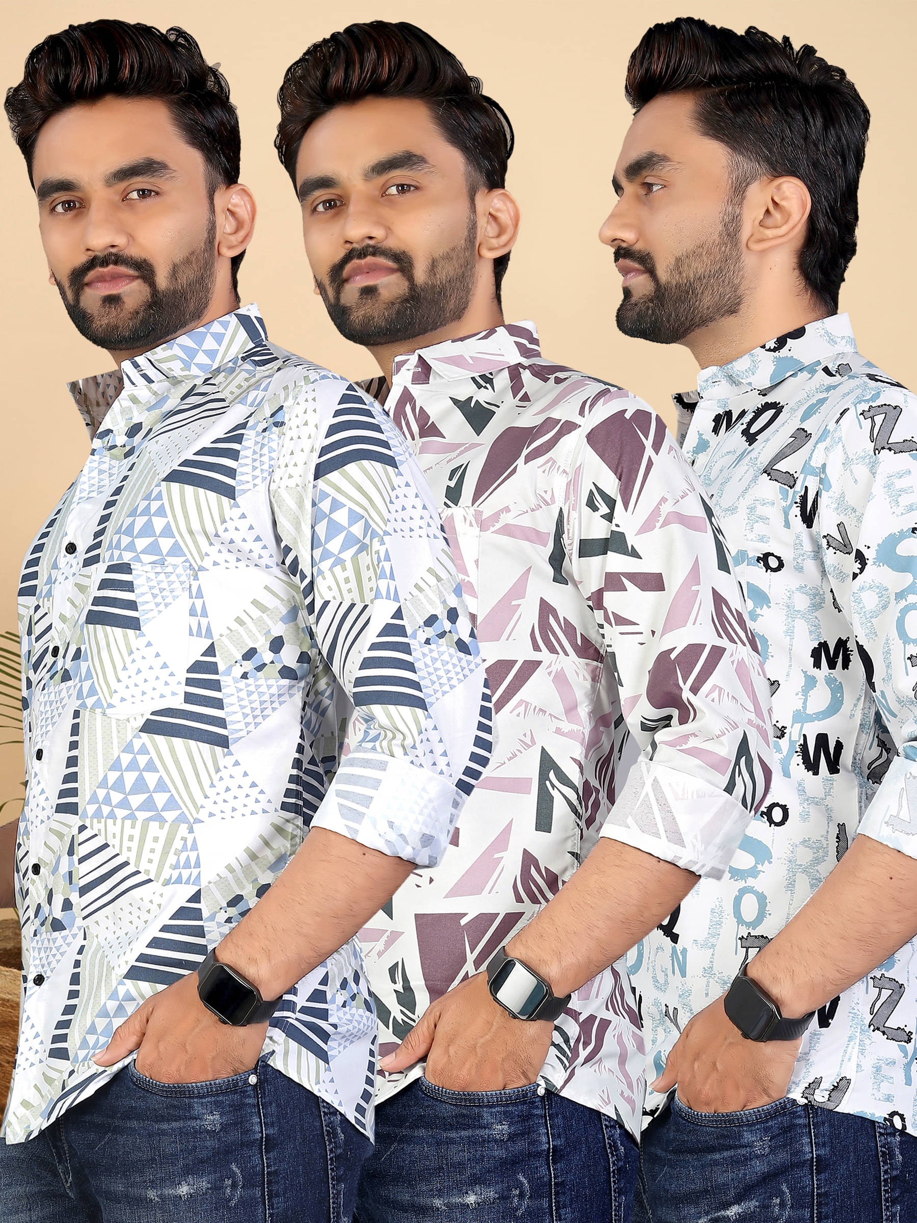 adwynpeter 100% Cotton Regular Fit Printed Full Sleeves Men's Casual Shirt - Multicolor 12 ( Pack of 3 ) adwynpeter 100% Cotton Regular Fit Printed Full Sleeves Men's Casual Shirt - Multicolor 12 ( Pack of 3 )
