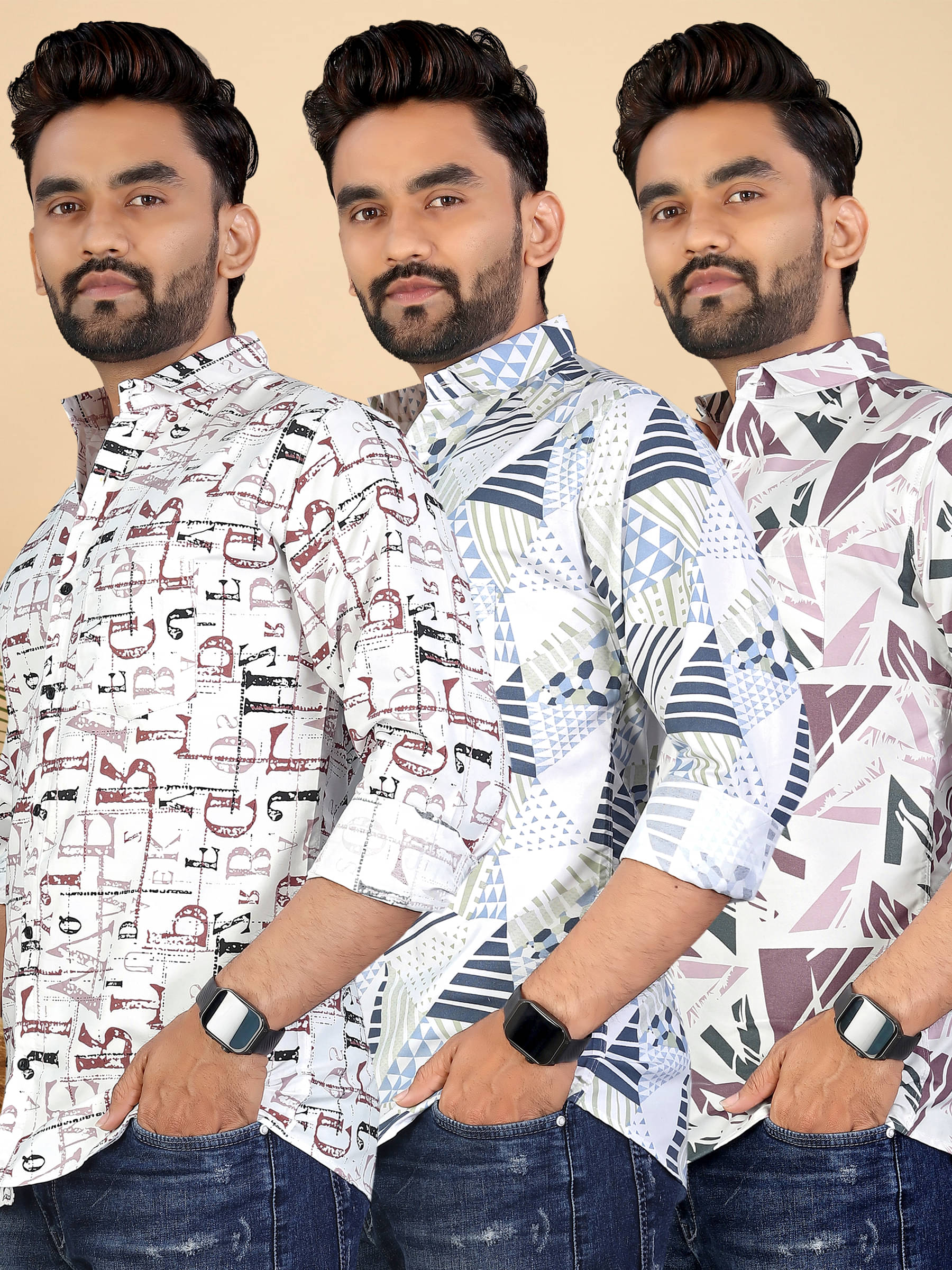 adwynpeter 100% Cotton Regular Fit Printed Full Sleeves Men's Casual Shirt - Multicolor 11 ( Pack of 3 ) adwynpeter 100% Cotton Regular Fit Printed Full Sleeves Men's Casual Shirt - Multicolor 11 ( Pack of 3 )