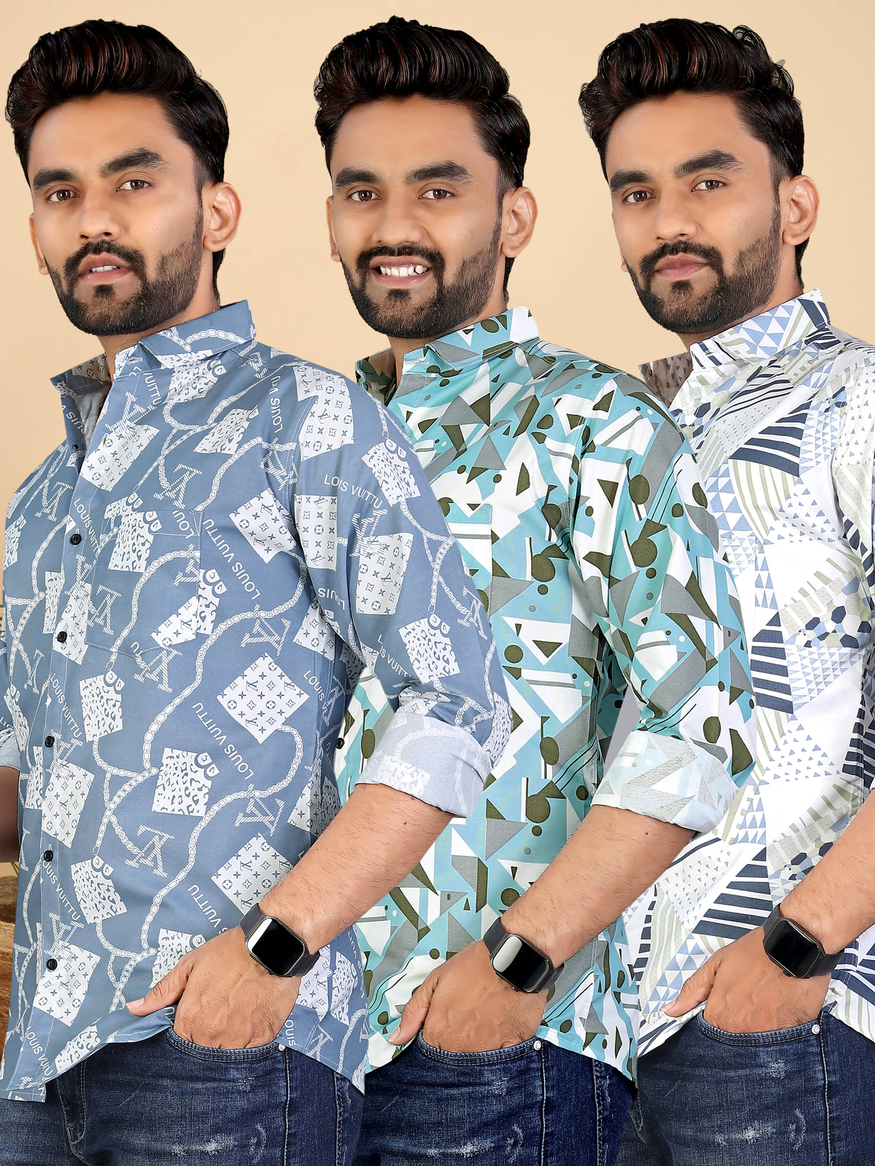 adwynpeter 100% Cotton Regular Fit Printed Full Sleeves Men's Casual Shirt - Multicolor 9 ( Pack of 3 ) adwynpeter 100% Cotton Regular Fit Printed Full Sleeves Men's Casual Shirt - Multicolor 9 ( Pack of 3 )