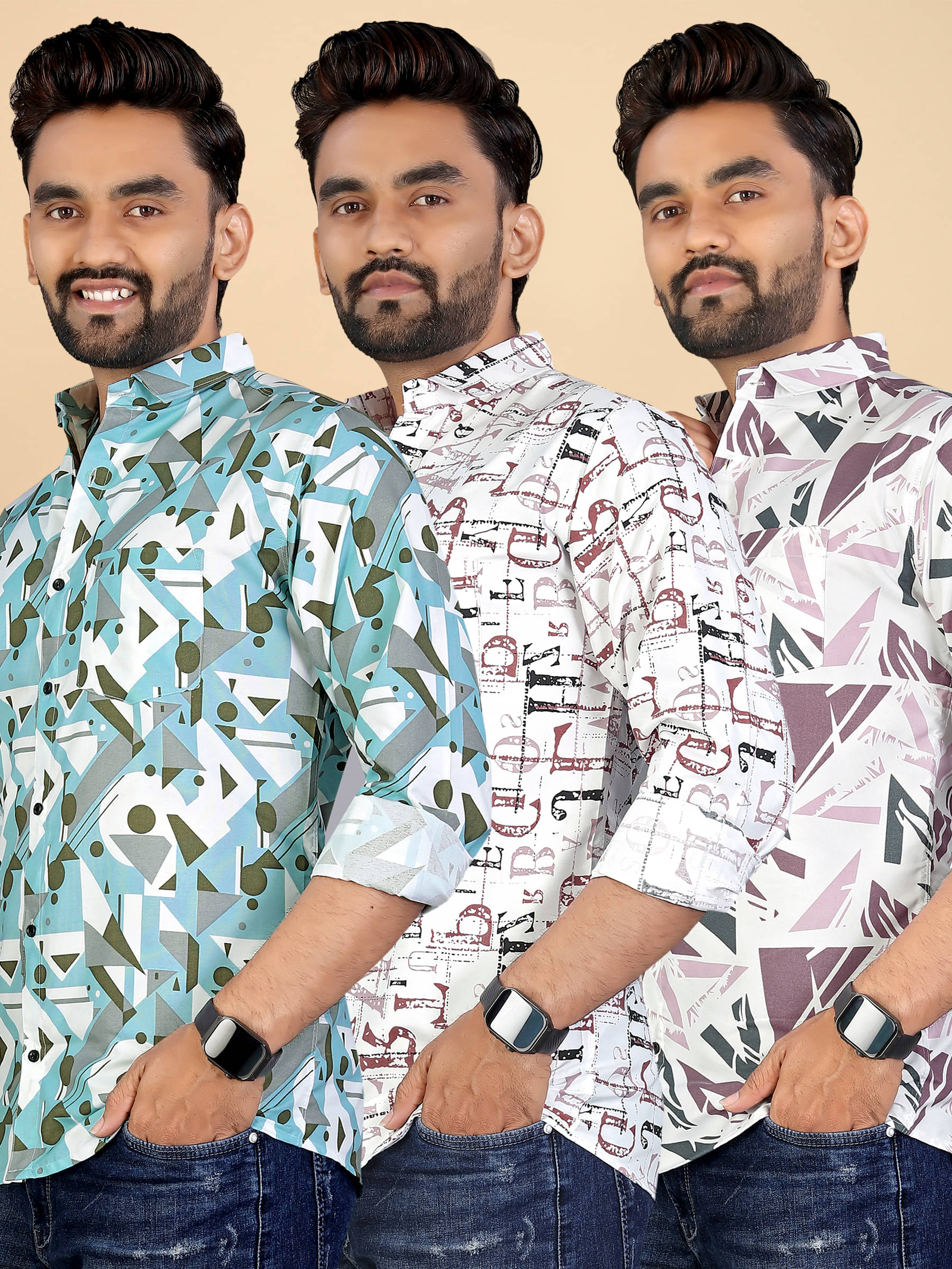 adwynpeter 100% Cotton Regular Fit Printed Full Sleeves Men's Casual Shirt - Multicolor 10 ( Pack of 3 )     			adwynpeter 100% Cotton Regular Fit Printed Full Sleeves Men's Casual Shirt - Multicolor 10 ( Pack of 3 )