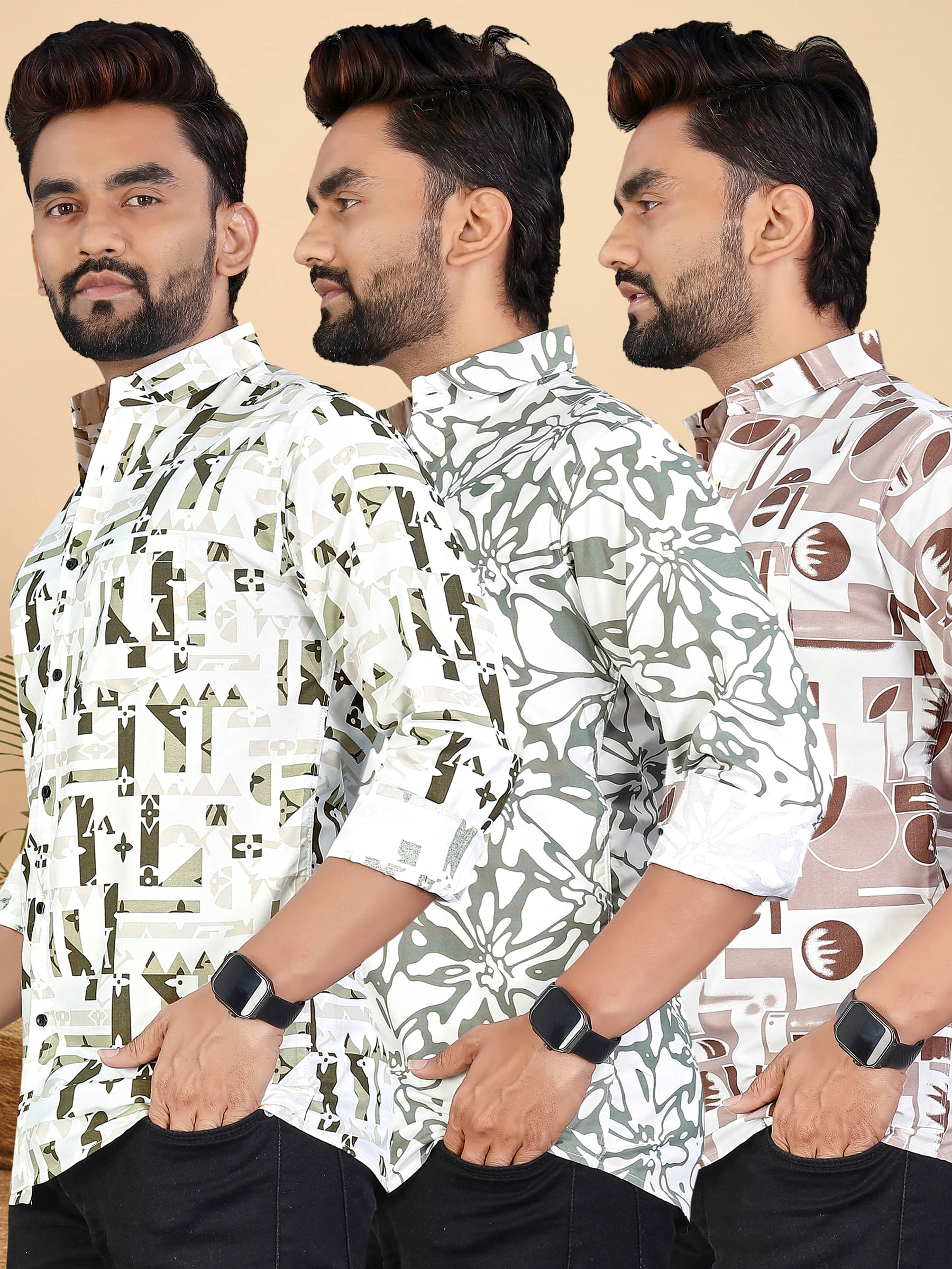 adwynpeter 100% Cotton Regular Fit Printed Full Sleeves Men's Casual Shirt - Multicolor 13 ( Pack of 3 ) adwynpeter 100% Cotton Regular Fit Printed Full Sleeves Men's Casual Shirt - Multicolor 13 ( Pack of 3 )