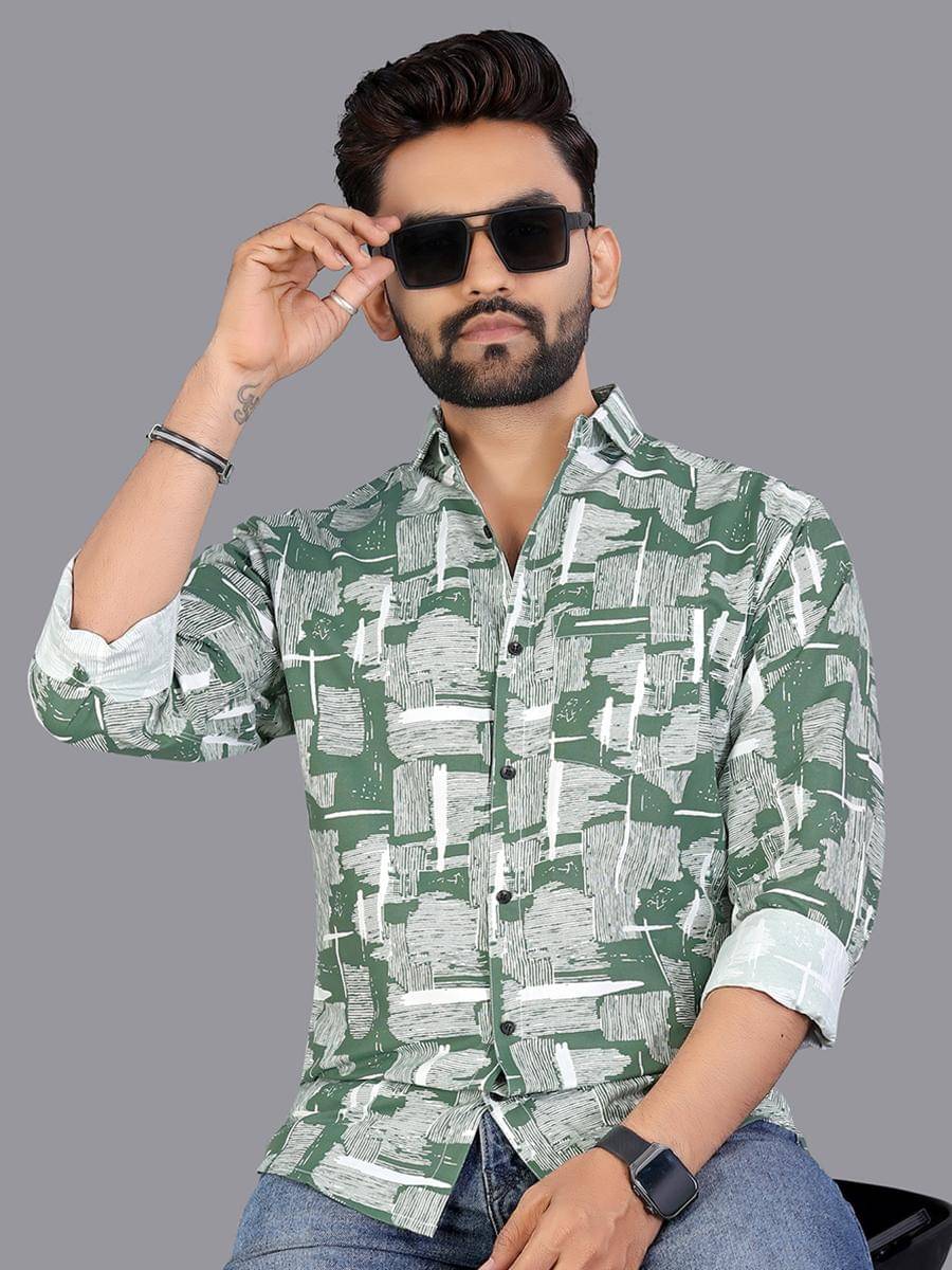 adwynpeter 100% Cotton Regular Fit Printed Full Sleeves Men's Casual Shirt - Mint Green ( Pack of 1 )     			adwynpeter 100% Cotton Regular Fit Printed Full Sleeves Men's Casual Shirt - Mint Green ( Pack of 1 )