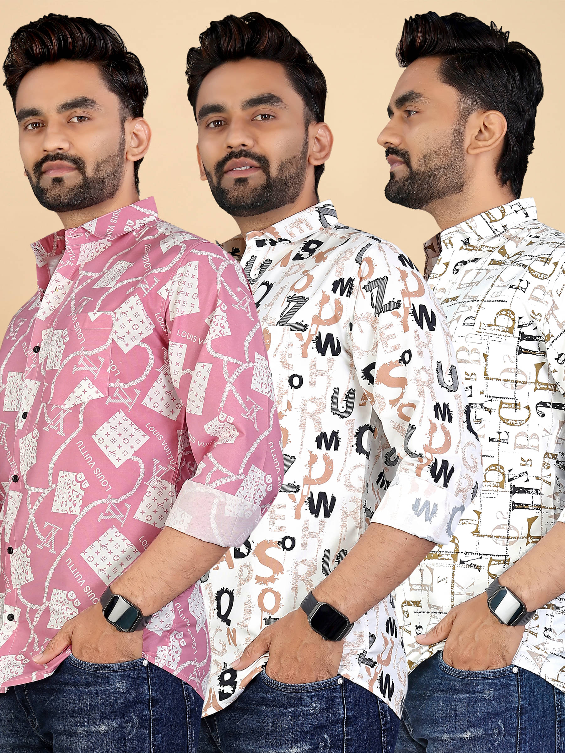 adwynpeter 100% Cotton Regular Fit Printed Full Sleeves Men's Casual Shirt - Multicolor 2 ( Pack of 3 )     			adwynpeter 100% Cotton Regular Fit Printed Full Sleeves Men's Casual Shirt - Multicolor 2 ( Pack of 3 )
