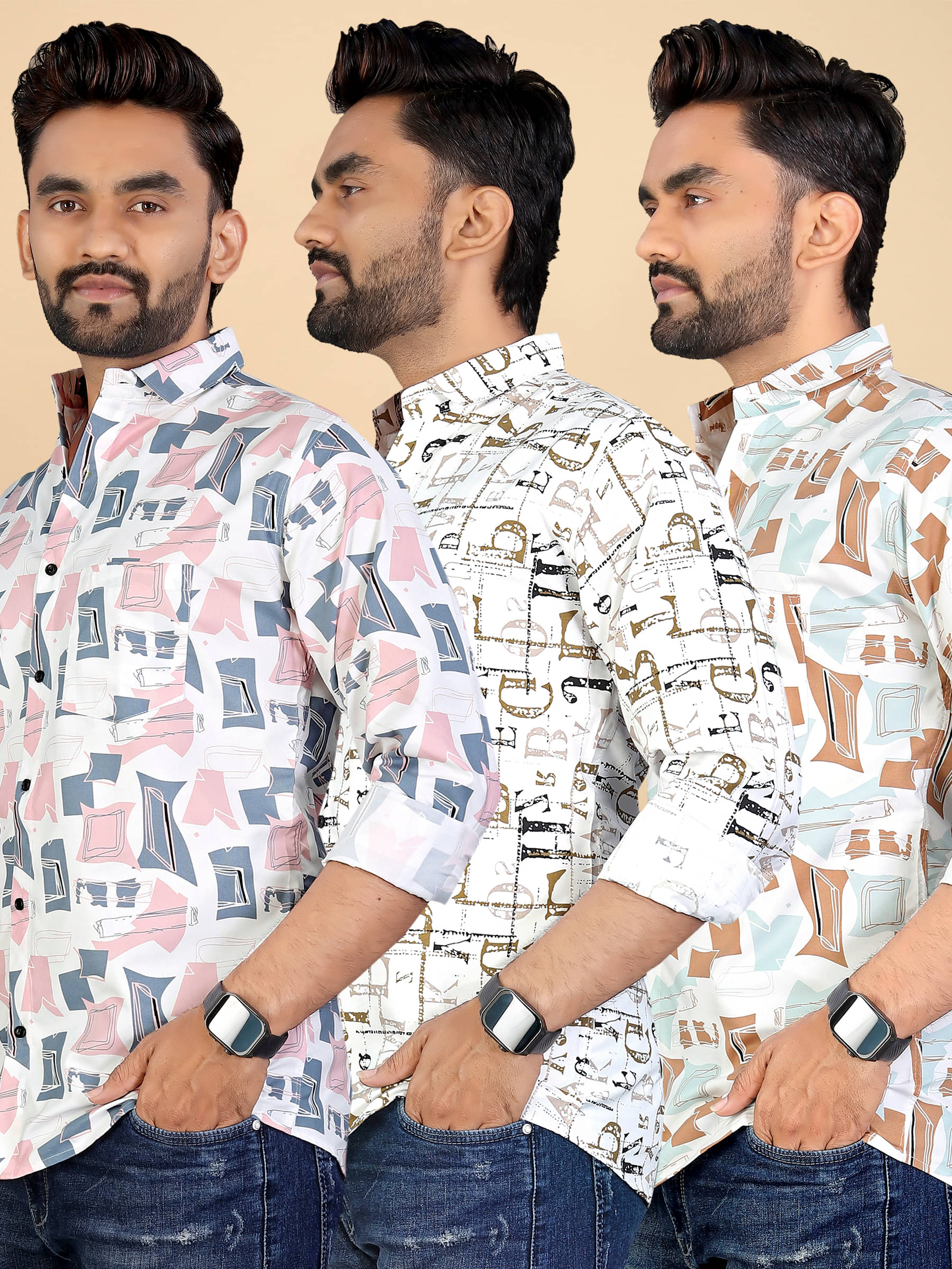 adwynpeter 100% Cotton Regular Fit Printed Full Sleeves Men's Casual Shirt - Multicolor 4 ( Pack of 3 ) adwynpeter 100% Cotton Regular Fit Printed Full Sleeves Men's Casual Shirt - Multicolor 4 ( Pack of 3 )
