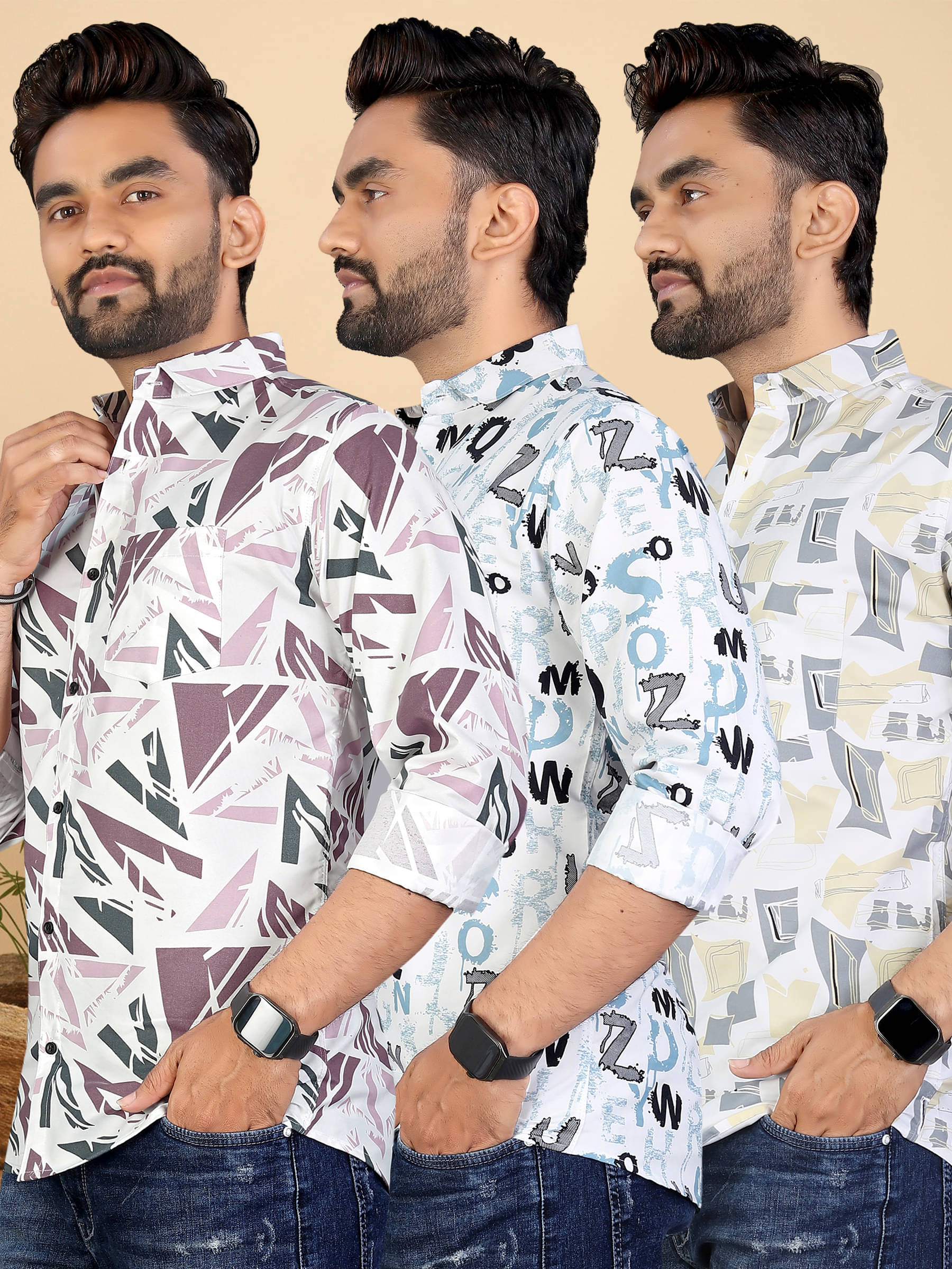 adwynpeter 100% Cotton Regular Fit Printed Full Sleeves Men's Casual Shirt - Multicolor 13 ( Pack of 3 ) adwynpeter 100% Cotton Regular Fit Printed Full Sleeves Men's Casual Shirt - Multicolor 13 ( Pack of 3 )