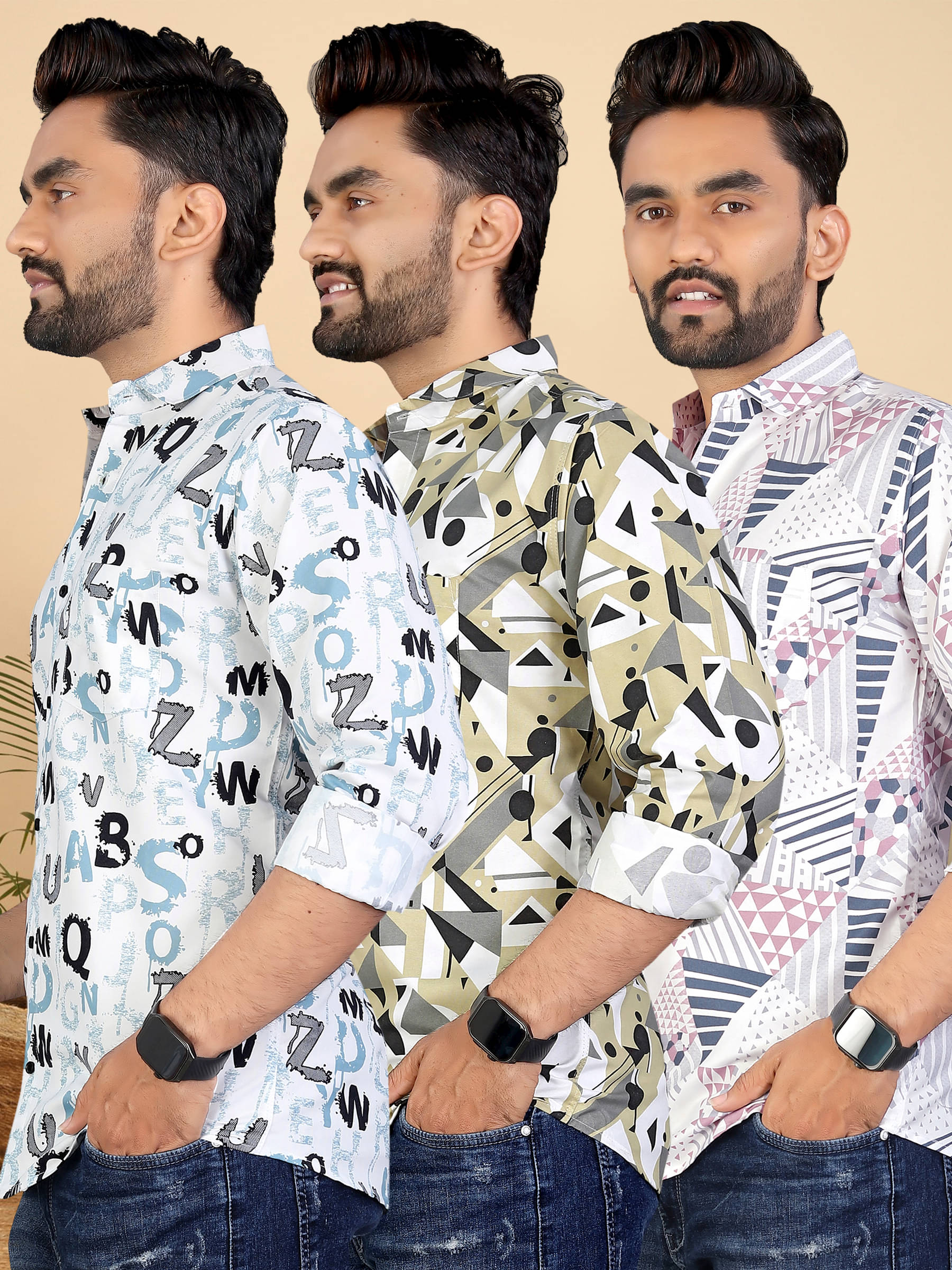 adwynpeter 100% Cotton Regular Fit Printed Full Sleeves Men's Casual Shirt - Multicolor 14 ( Pack of 3 ) adwynpeter 100% Cotton Regular Fit Printed Full Sleeves Men's Casual Shirt - Multicolor 14 ( Pack of 3 )