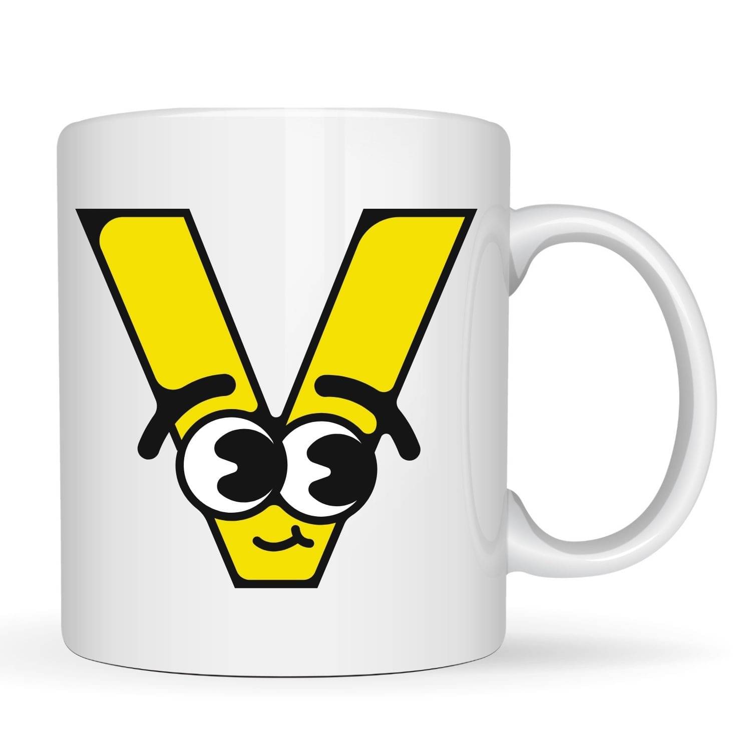     			maddock corp Cute Alphabet Mug V Ceramic Coffee Mug 350 mL ( Pack of 1 )