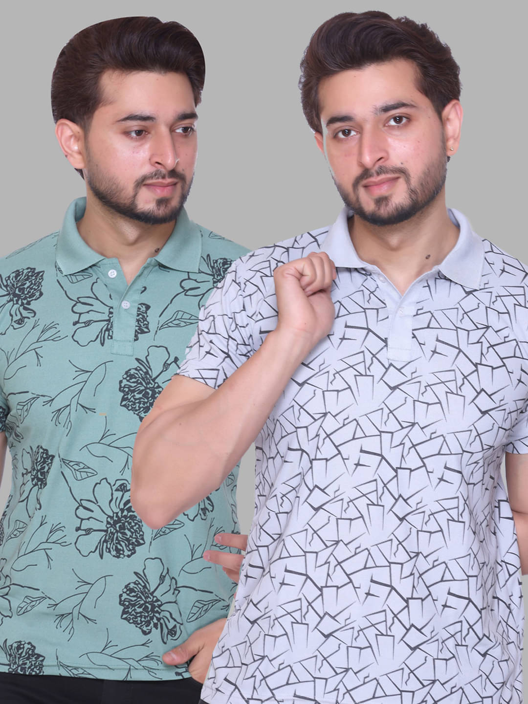     			stelvin Men Polyester Regular Fit Printed Polo T Shirt ( Grey )