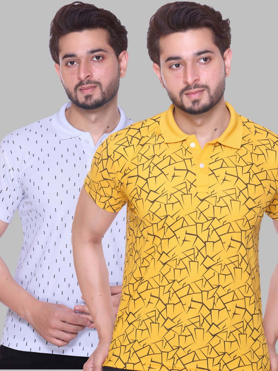 stelvin Men Polyester Regular Fit Printed Polo T Shirt ( White ) stelvin Men Polyester Regular Fit Printed Polo T Shirt ( White )