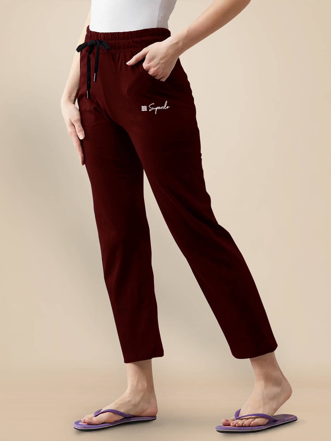     			1 Stop Fashion Women Cotton Casual Trousers ( Maroon )