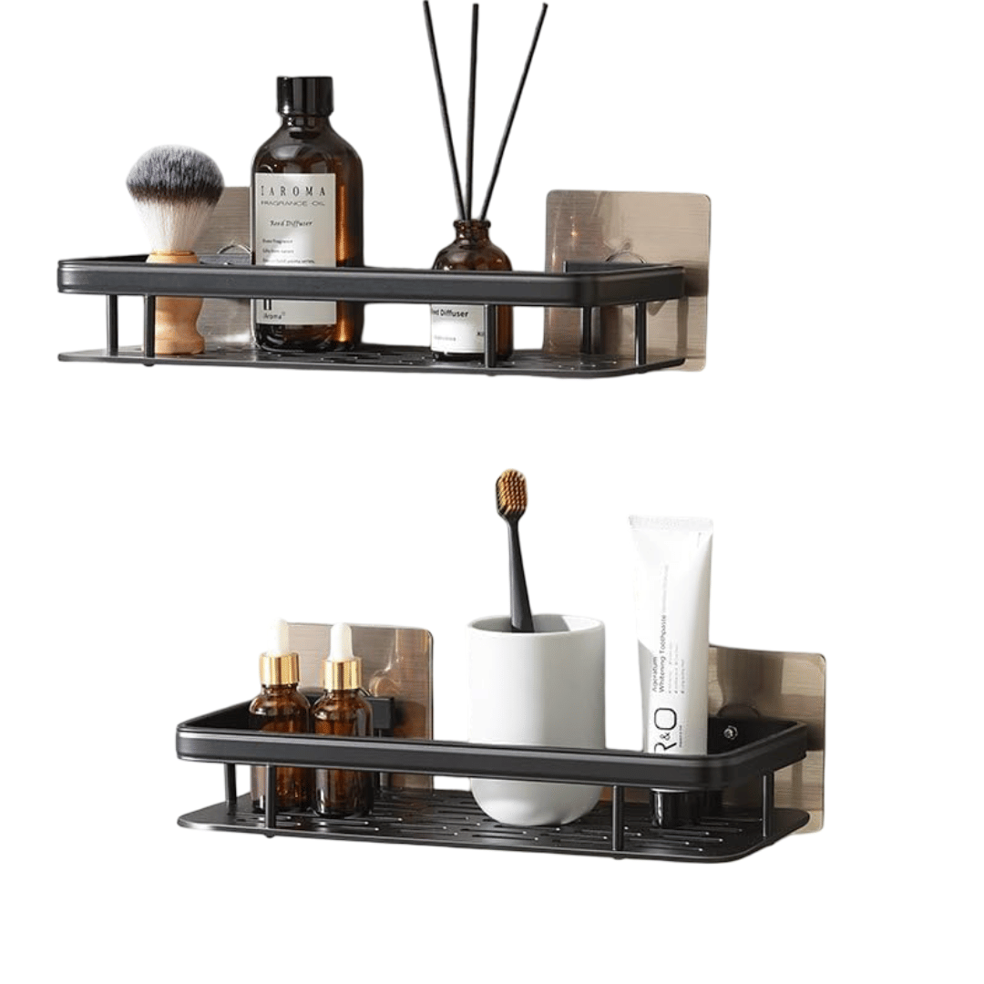     			( 2 PIC COMBO )  BATHROOM KARBAN SHELF Self-Adhesive Aluminium Bathroom Wall Mounted Storage Organiser Without Drill Shelf Holder/Rack/Bathroom Accessories (Pack of 2, Black)