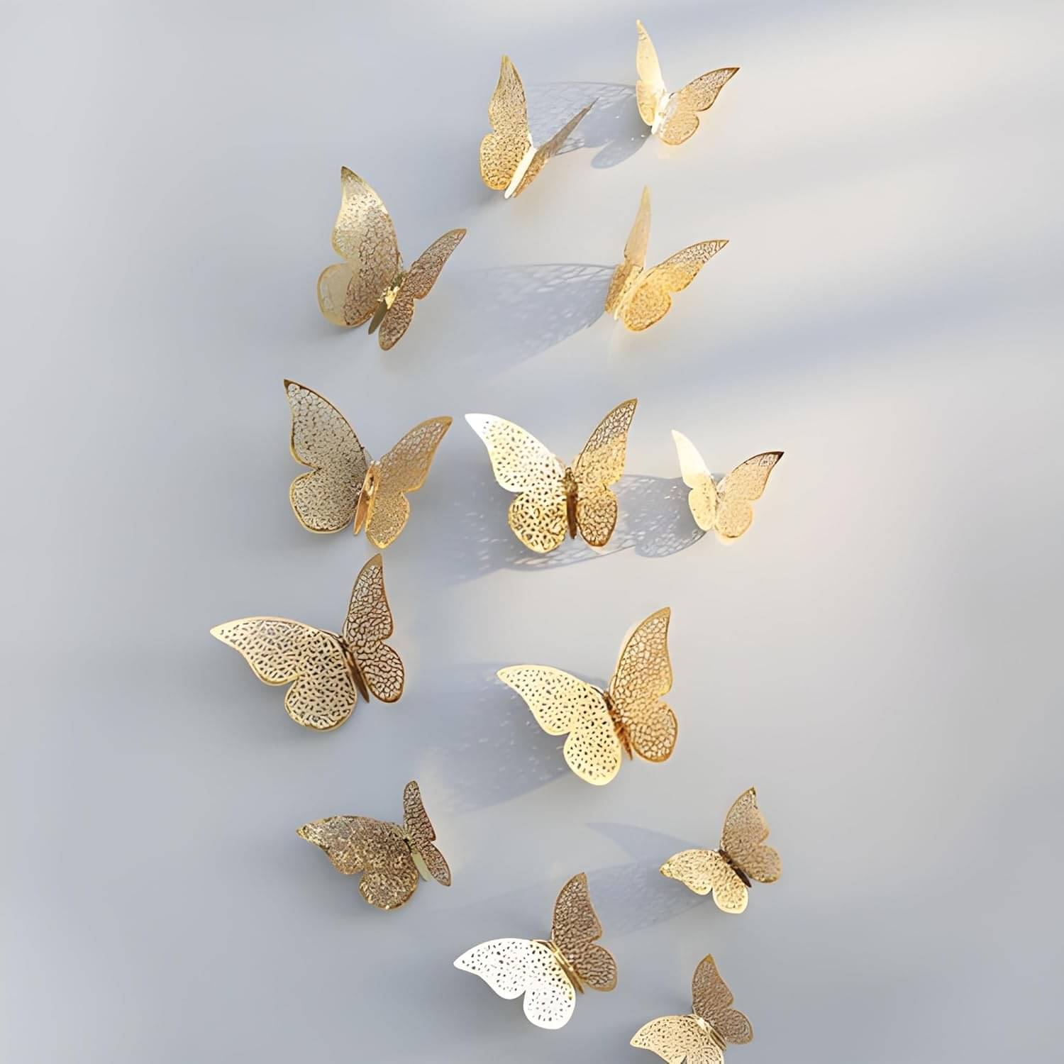 3D Butterfly Wall Decor with Sticking Pads | Metallic Party & Home Decoration Stickers | Set of 12 | Golden | Reusable | DIY Art Decor 3D Butterfly Wall Decor with Sticking Pads | Metallic Party & Home Decoration Stickers | Set of 12 | Golden | Reusable | DIY Art Decor