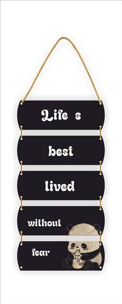 ART END Decorative Wall Hanging Sign with Golden Soft Thread, Black with Floral Design motivational wall frames (Life s best lived without fear) ART END Decorative Wall Hanging Sign with Golden Soft Thread, Black with Floral Design motivational wall frames (Life s best lived without fear)