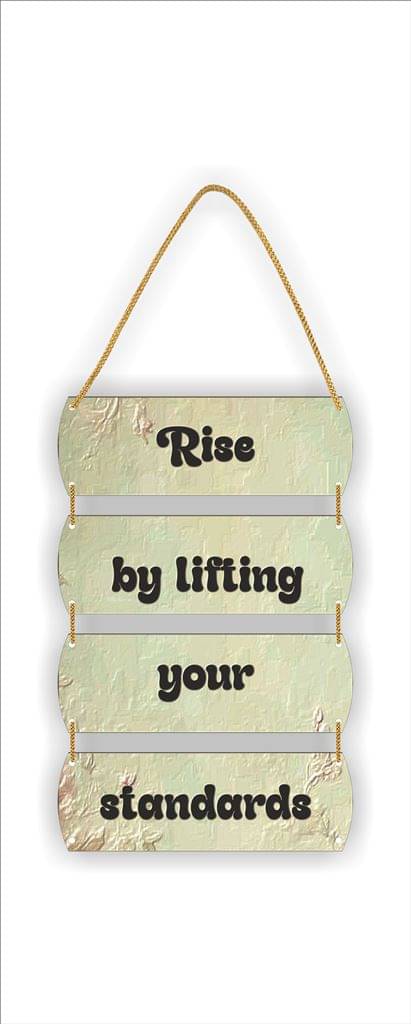     			ART END motivational Wall frame/Hanging Decor, motivational Quote, Multi-Panel Sign with Golden Thread (Rise By Lifting your standards)