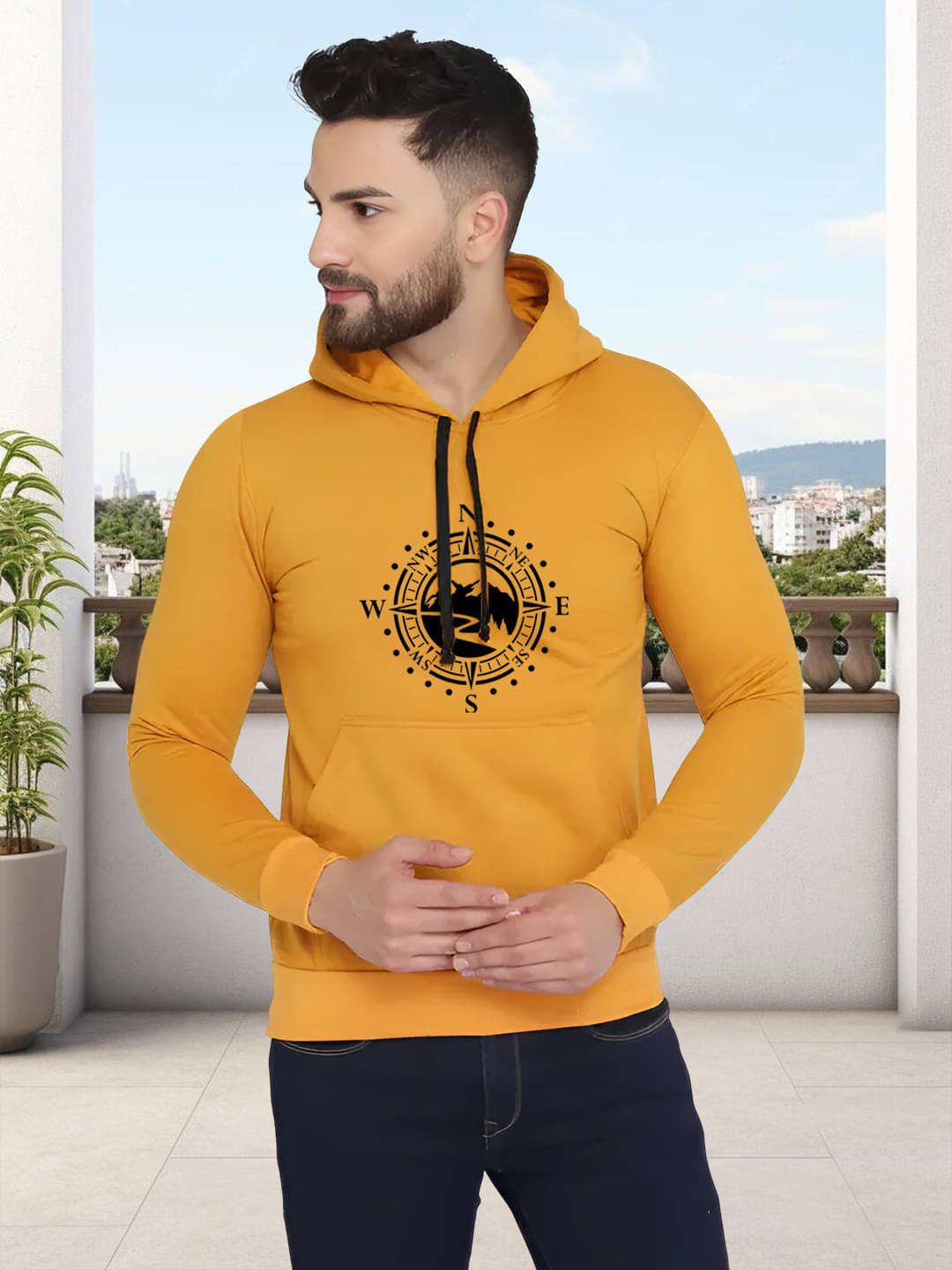 ATIGIANO APPAREL Fleece Hooded Men's Sweatshirt - Yellow ( Pack of 1 )     			ATIGIANO APPAREL Fleece Hooded Men's Sweatshirt - Yellow ( Pack of 1 )