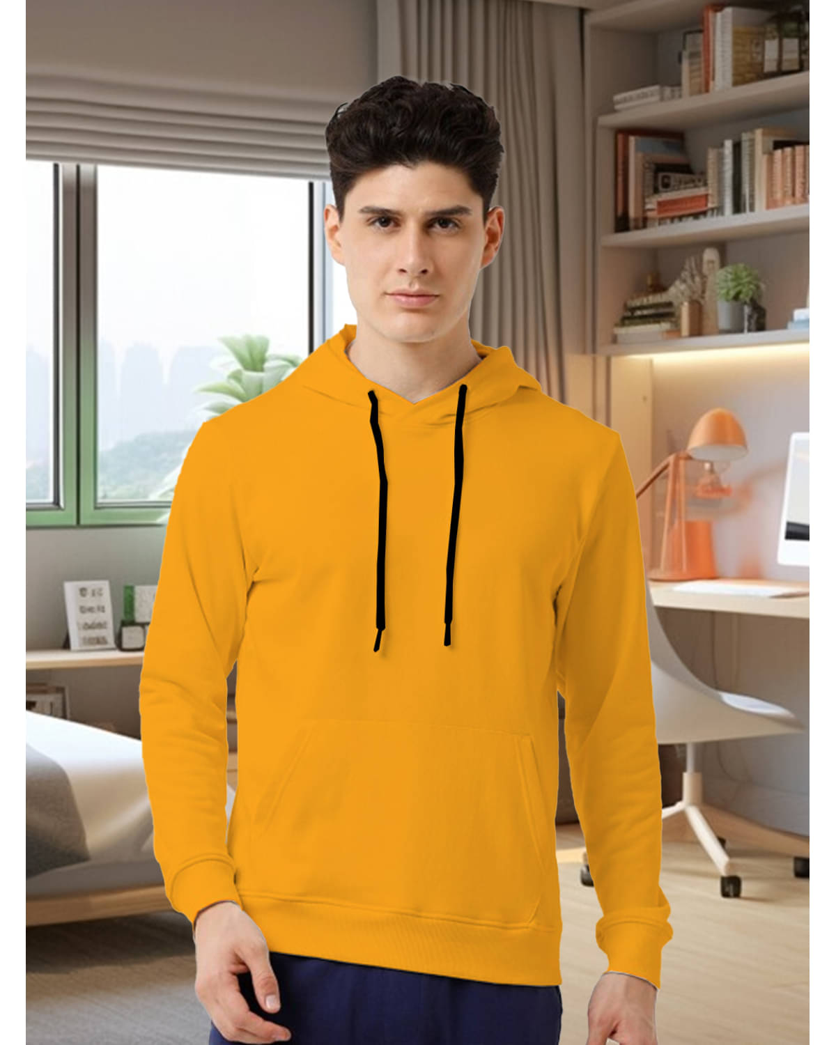 ATIGIANO APPAREL Fleece Hooded Men's Sweatshirt - Yellow ( Pack of 1 ) ATIGIANO APPAREL Fleece Hooded Men's Sweatshirt - Yellow ( Pack of 1 )