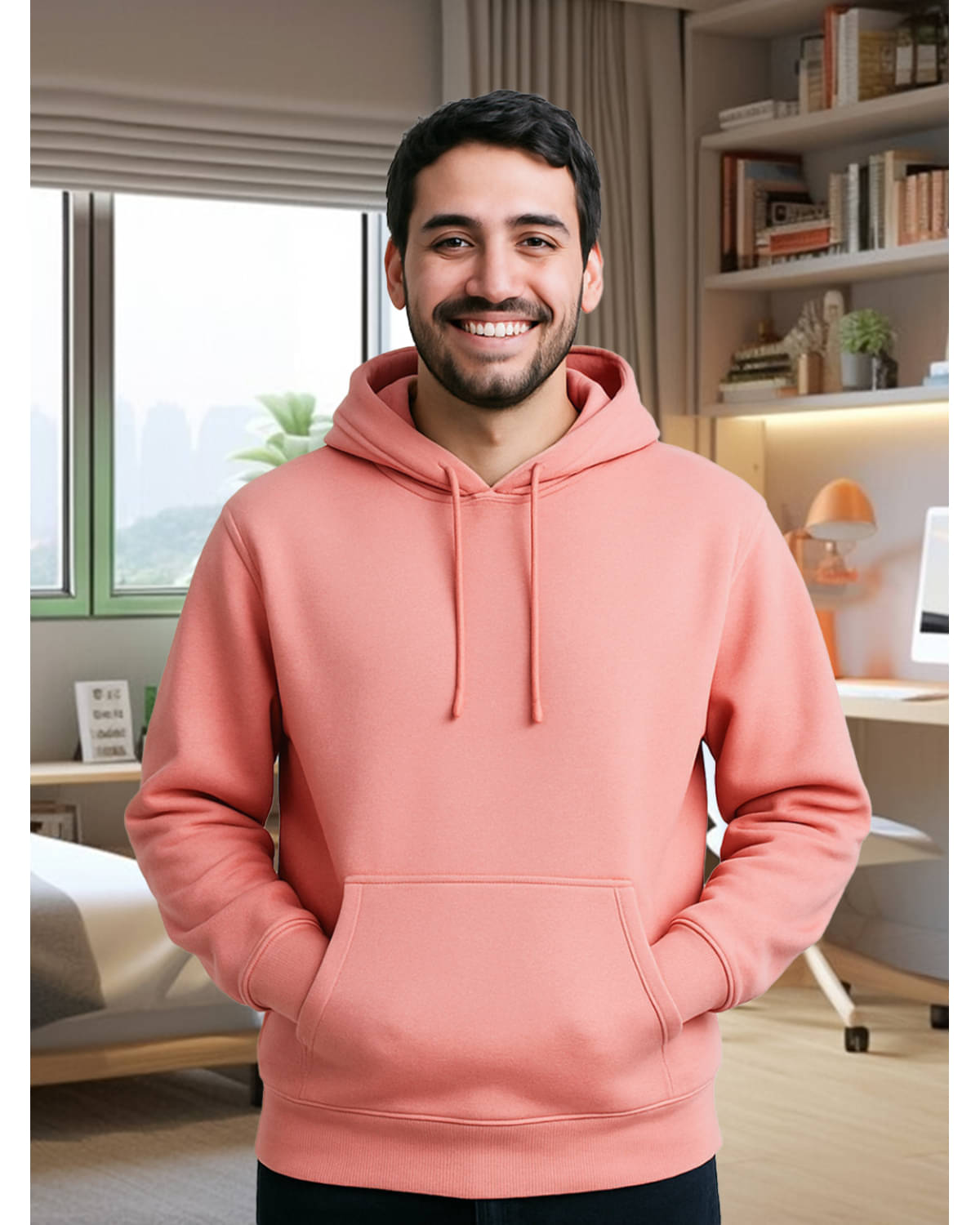     			ATIGIANO APPAREL Fleece Hooded Men's Sweatshirt - Peach ( Pack of 1 )