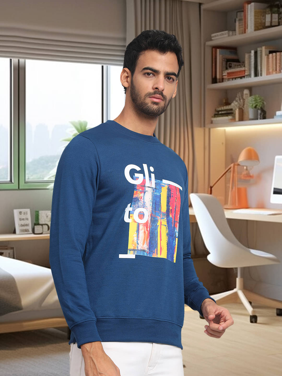 ATIGIANO APPAREL Fleece Round Neck Men's Sweatshirt - Blue ( Pack of 1 ) ATIGIANO APPAREL Fleece Round Neck Men's Sweatshirt - Blue ( Pack of 1 )