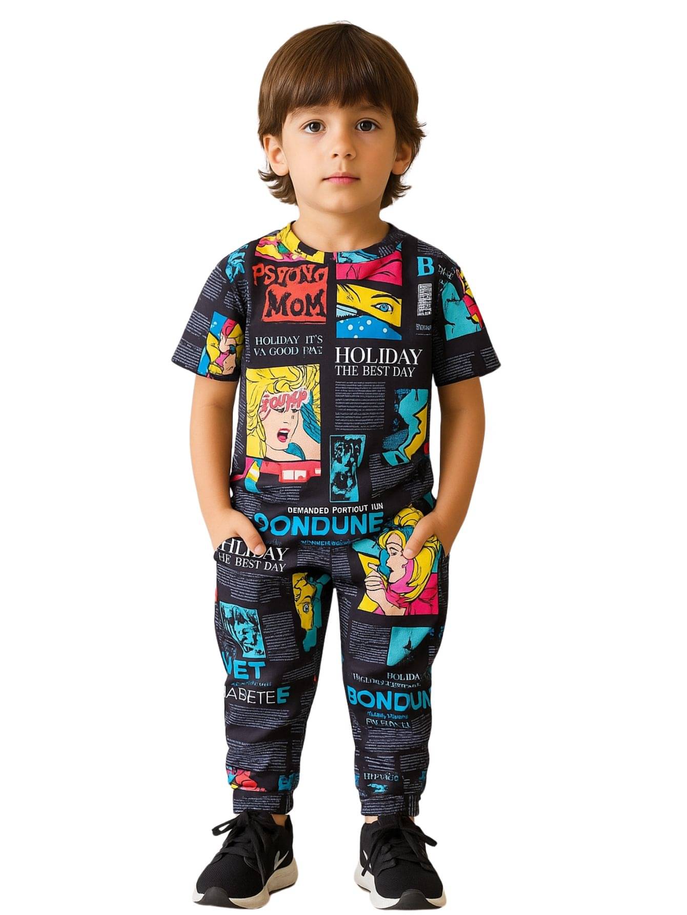 Alanta Pack of 1 Boys Cotton Blend Nightsuit Set ( black ) Alanta Pack of 1 Boys Cotton Blend Nightsuit Set ( black )