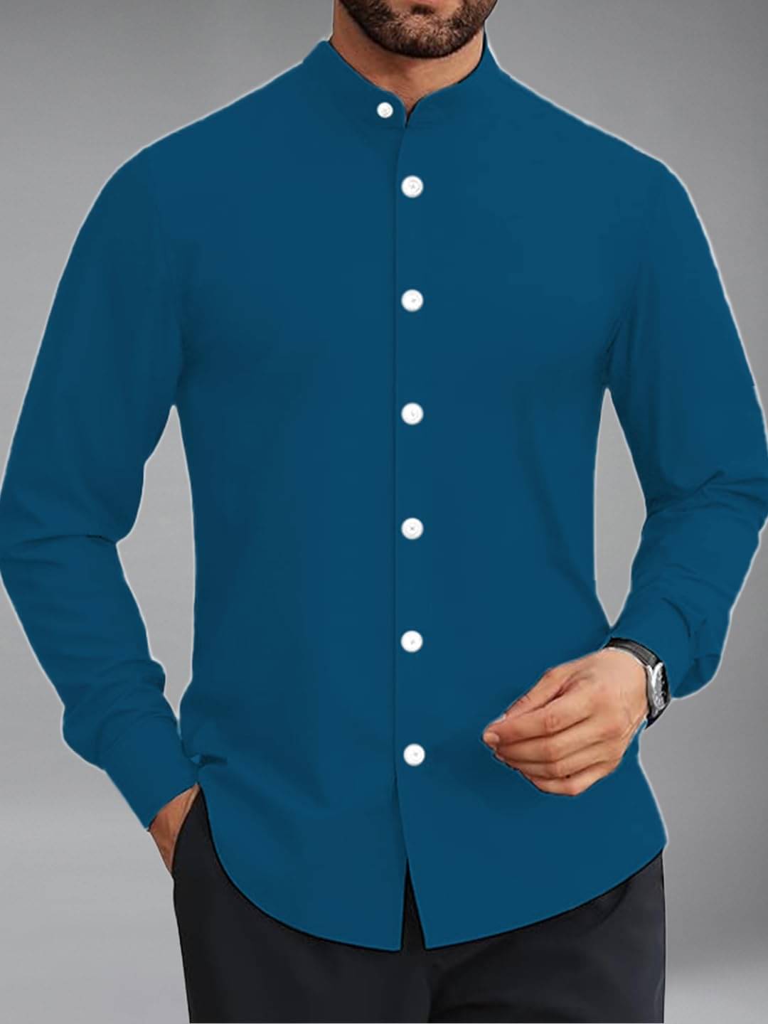 Apektra Cotton Blend Slim Fit Solids Full Sleeves Men's Casual Shirt - Indigo ( Pack of 1 ) Apektra Cotton Blend Slim Fit Solids Full Sleeves Men's Casual Shirt - Indigo ( Pack of 1 )