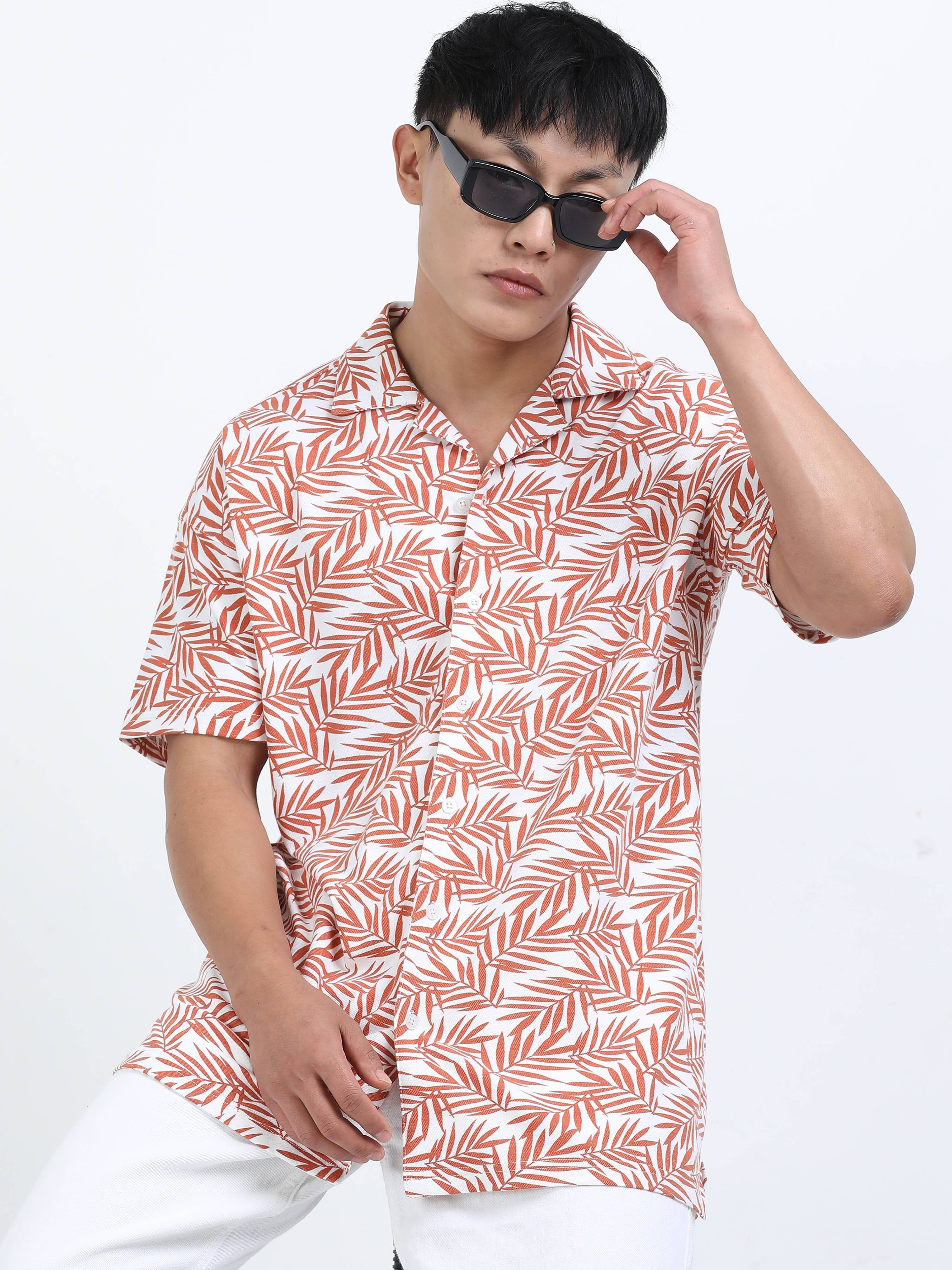 Ardeur Cotton Blend Oversized Fit Printed Half Sleeves Men's Casual Shirt - Orange ( Pack of 1 ) Ardeur Cotton Blend Oversized Fit Printed Half Sleeves Men's Casual Shirt - Orange ( Pack of 1 )