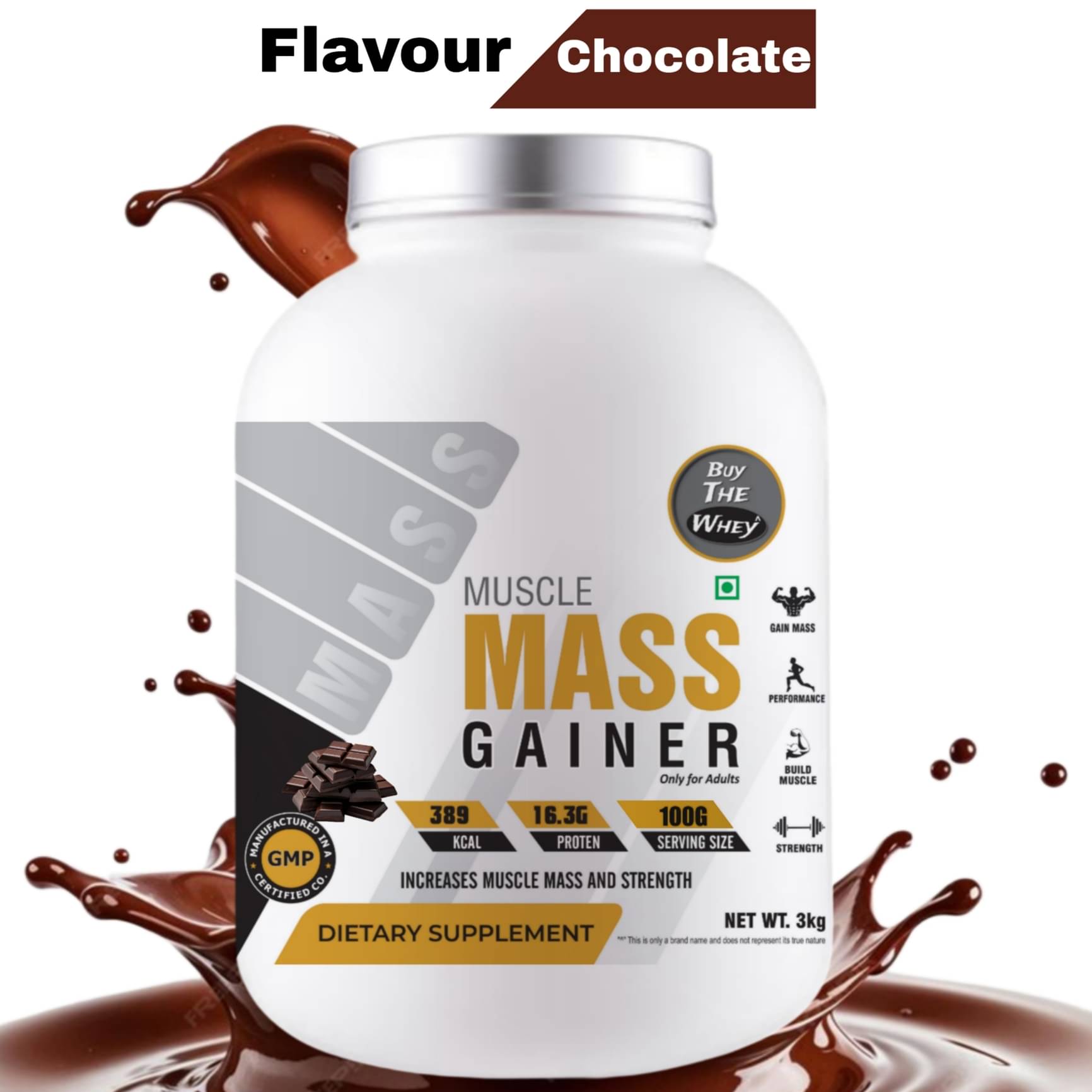 BUY THE WHEY Muscle Mass Gainer - Chocolate 2.7 kg Powder BUY THE WHEY Muscle Mass Gainer - Chocolate 2.7 kg Powder