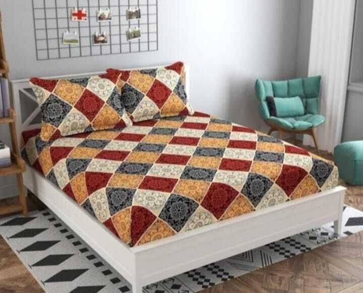     			CottonDreamz Microfiber 1 Double Bedsheet with 2 Pillow Covers ( Multicolor )