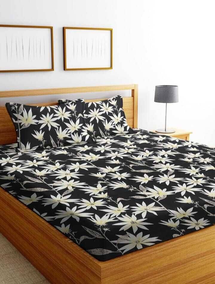     			CottonDreamz Microfiber 1 Double Bedsheet with 2 Pillow Covers ( Black )