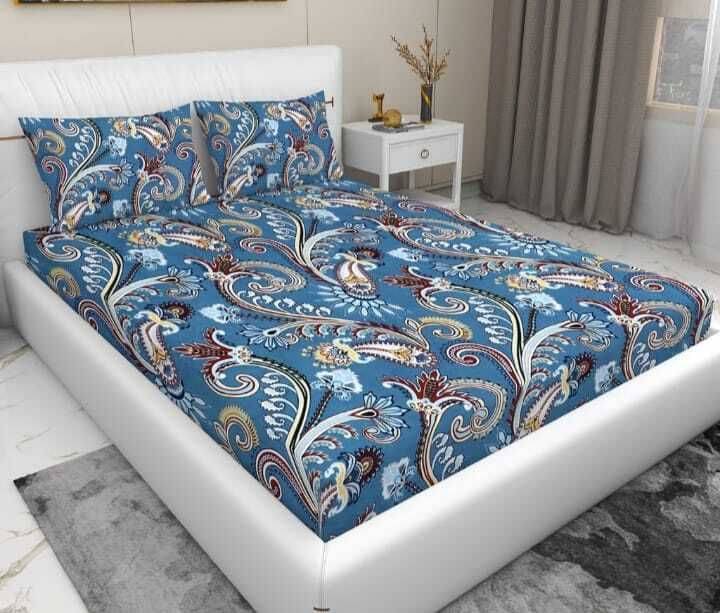     			CottonDreamz Microfiber 1 Double Bedsheet with 2 Pillow Covers ( Blue )