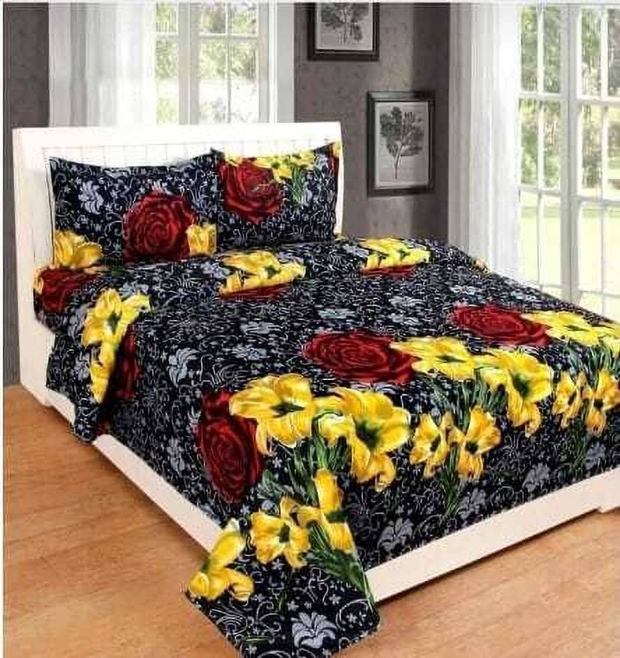     			CottonDreamz Microfiber 1 Double Bedsheet with 2 Pillow Covers ( Black )