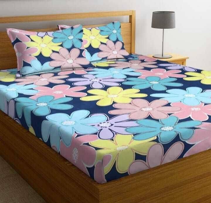     			CottonDreamz Microfiber 1 Double Bedsheet with 2 Pillow Covers ( Multicolor )