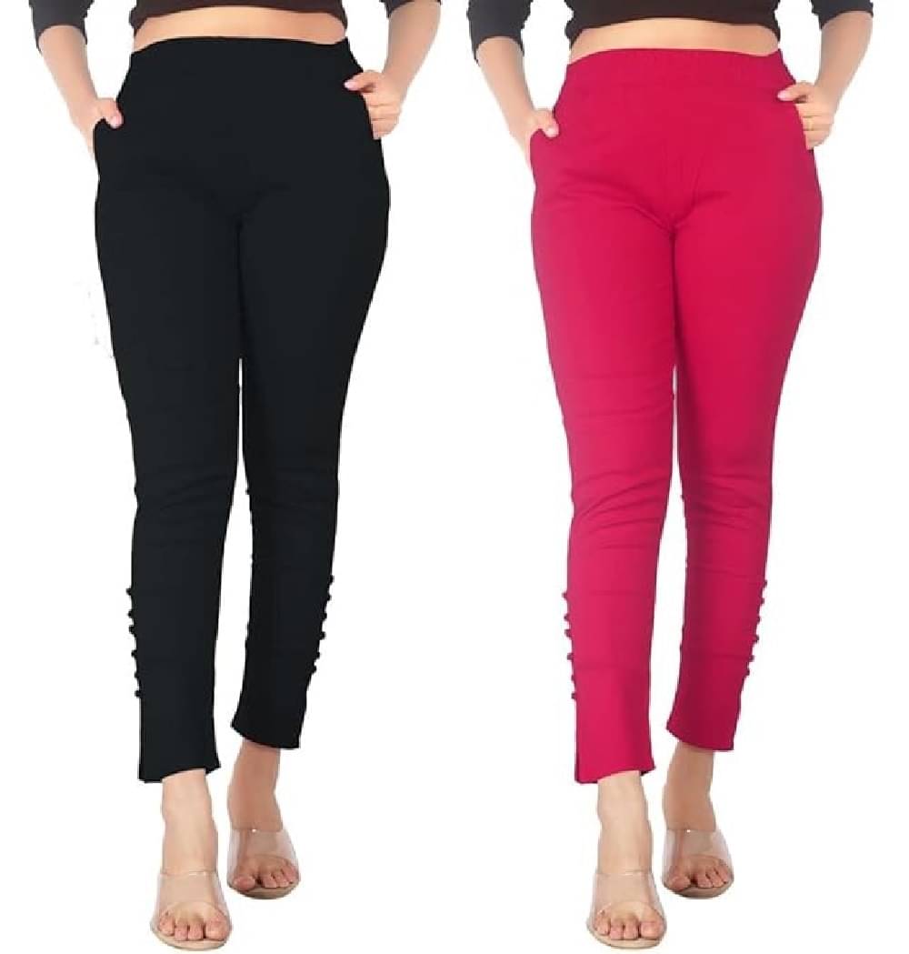     			FeelBlue Pack of 2 Cotton Blend Women Straight Pant ( Multicolor 2 )