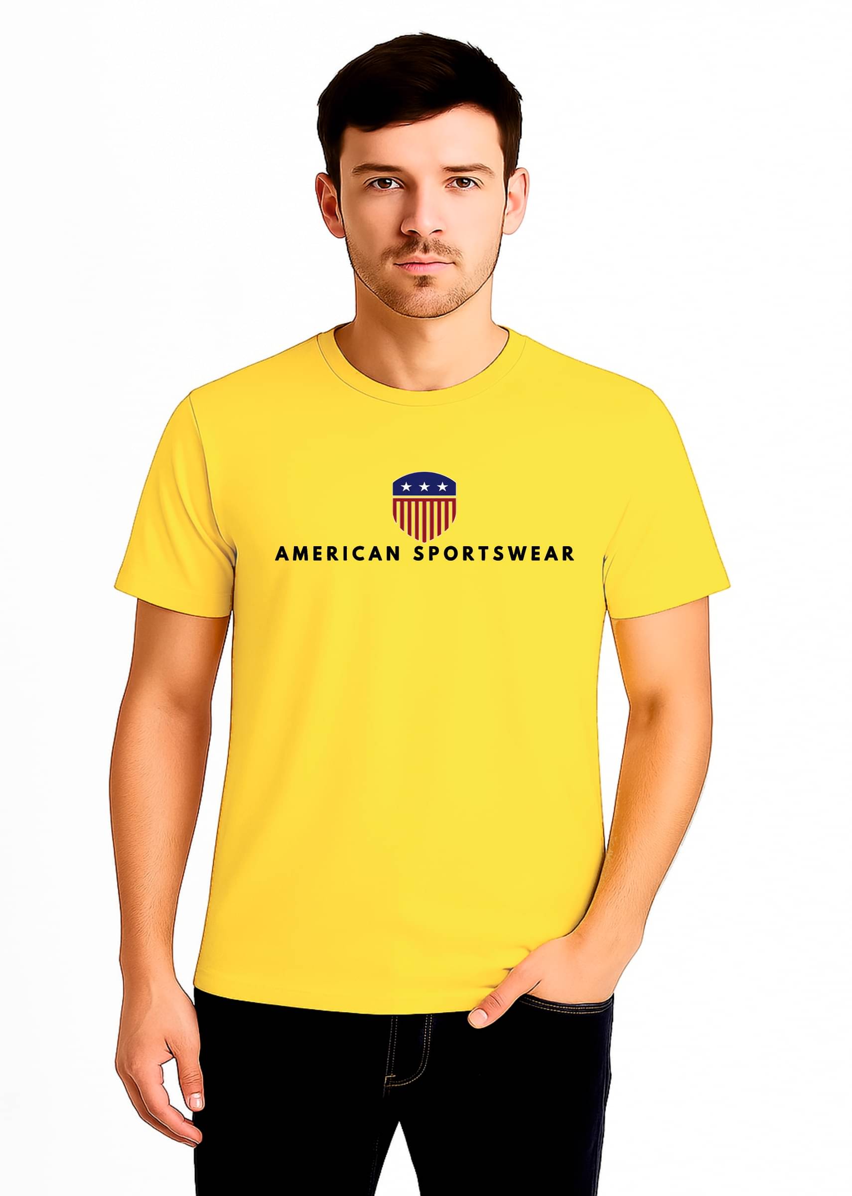     			GARBFEB Men Cotton Blend Regular Fit Printed T-Shirt ( Yellow )