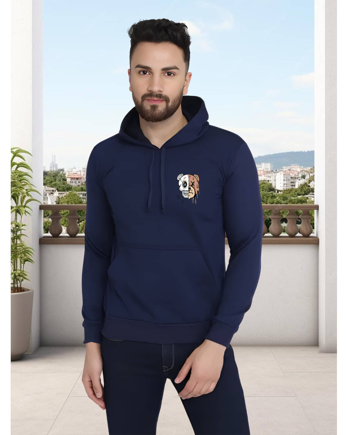 Glito Fleece Hooded Men's Sweatshirt - Navy Blue ( Pack of 1 ) Glito Fleece Hooded Men's Sweatshirt - Navy Blue ( Pack of 1 )