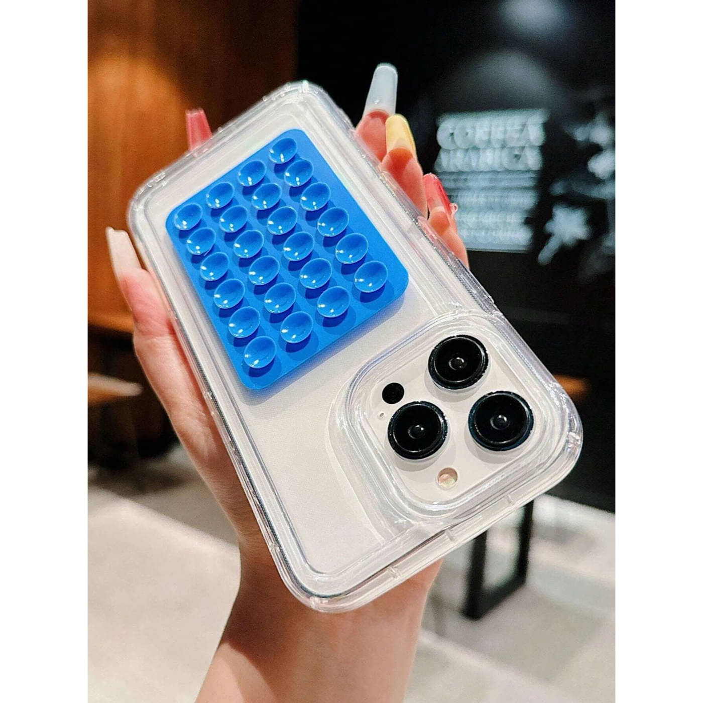     			Hands-Free Suction Phone Case | Reusable Silicone Mobile Cover with 24 Powerful Suction Cups | Wall Mount Phone Holder for iPhone & Android | Stick Anywhere Grip Case (Multicolor - 1 Pack )
