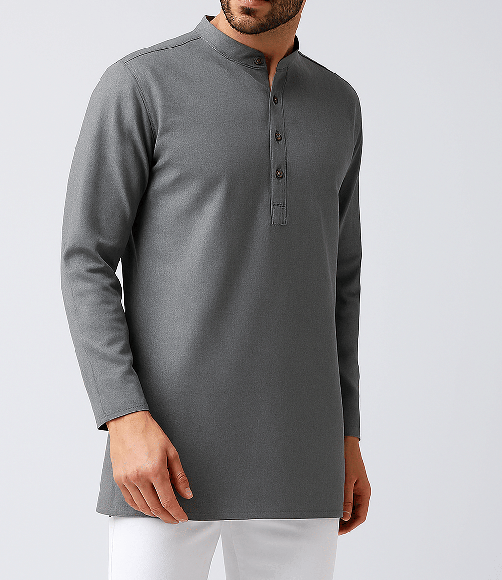 Indian Poshakh Grey Cotton Blend Men's Regular Kurta ( Pack of 1 ) Indian Poshakh Grey Cotton Blend Men's Regular Kurta ( Pack of 1 )
