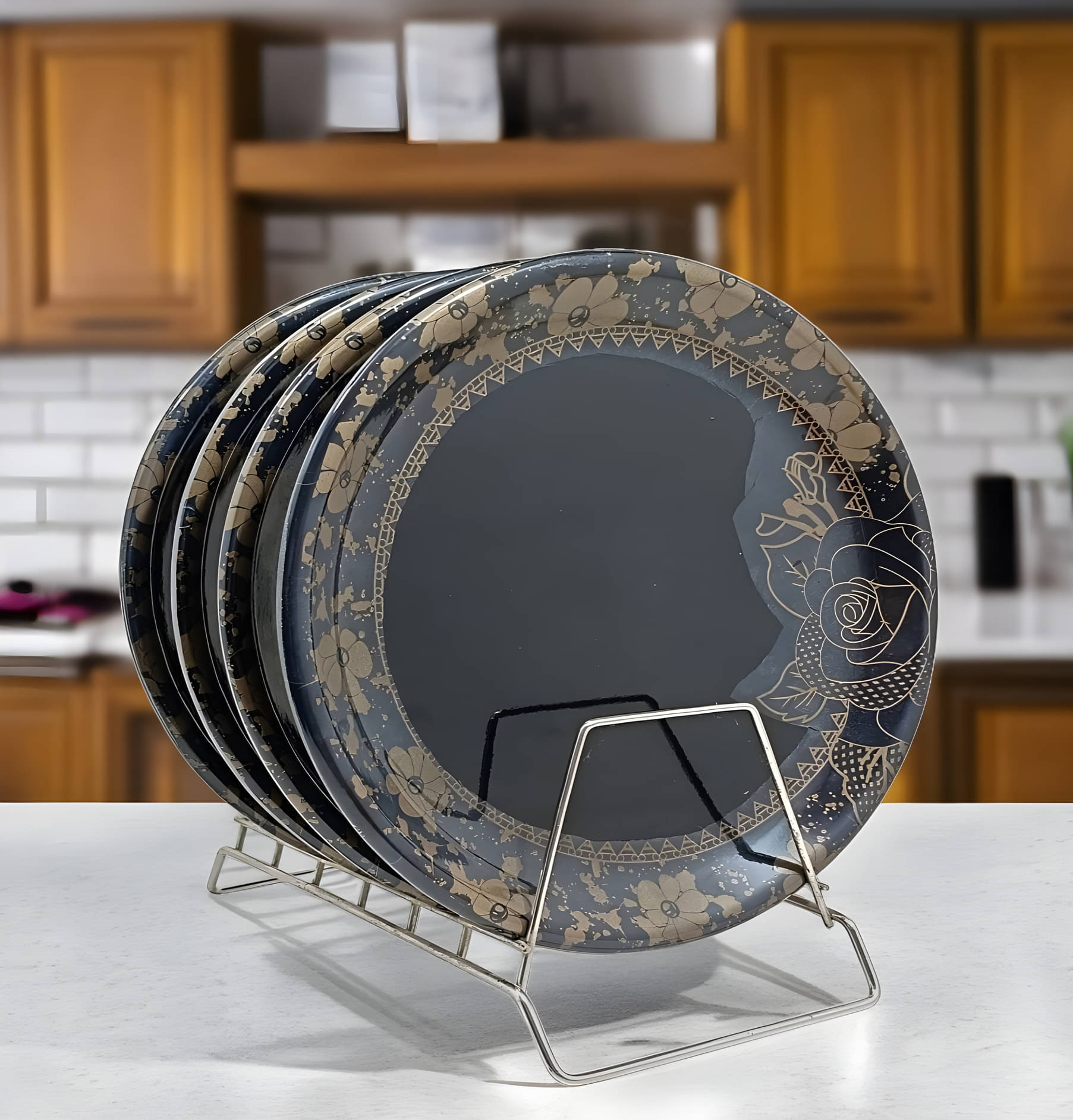     			Inpro 4 Pcs Melamine Black Full Plate