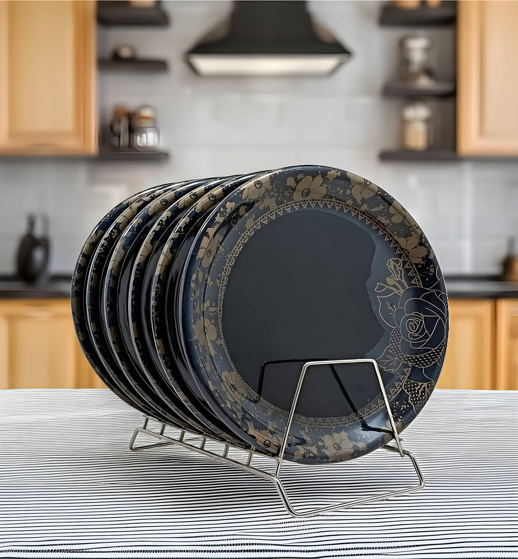 Inpro 6 Pcs Melamine Black Full Plate     			Inpro 6 Pcs Melamine Black Full Plate