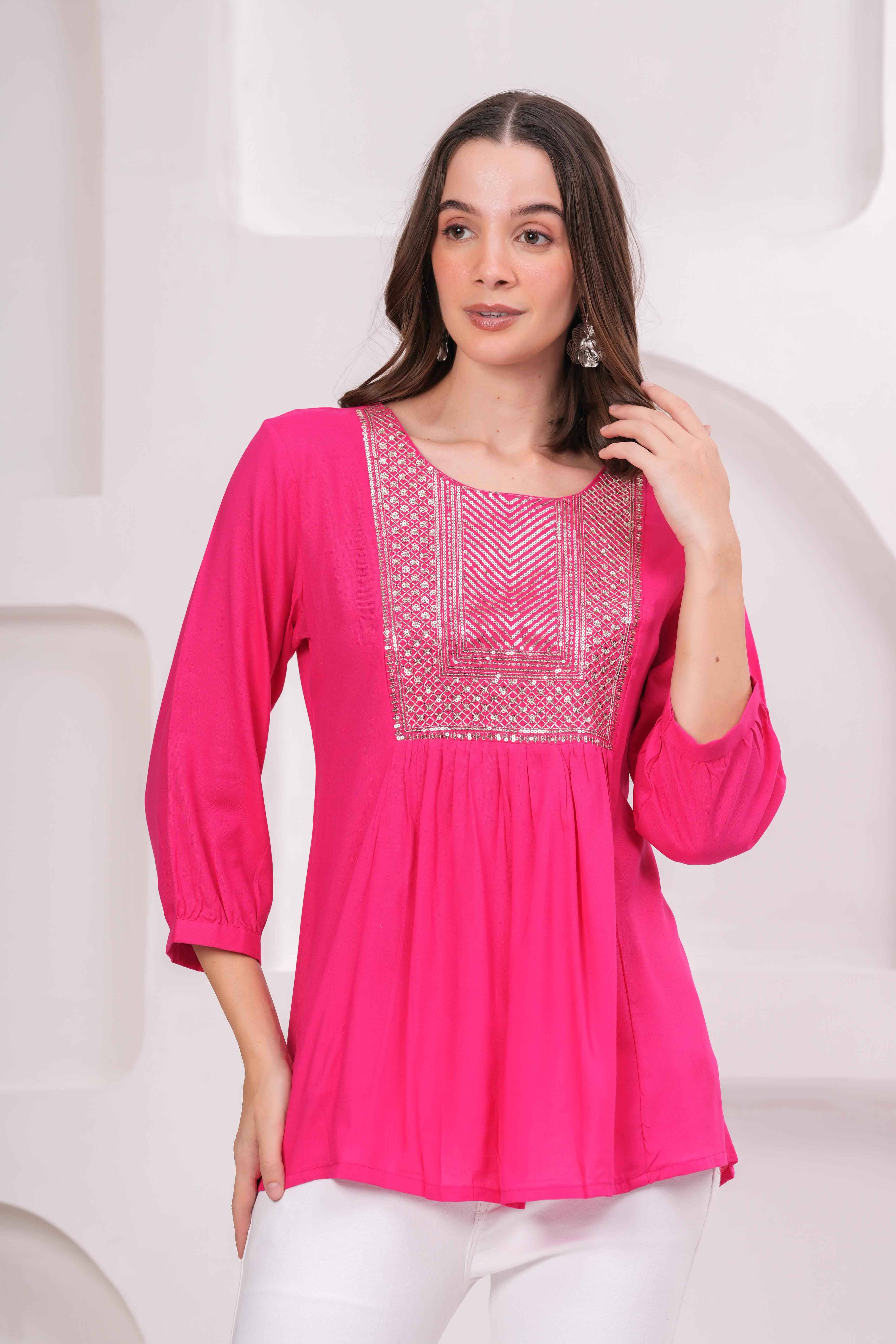     			JC4U Women's Rayon Regular Top ( Red )