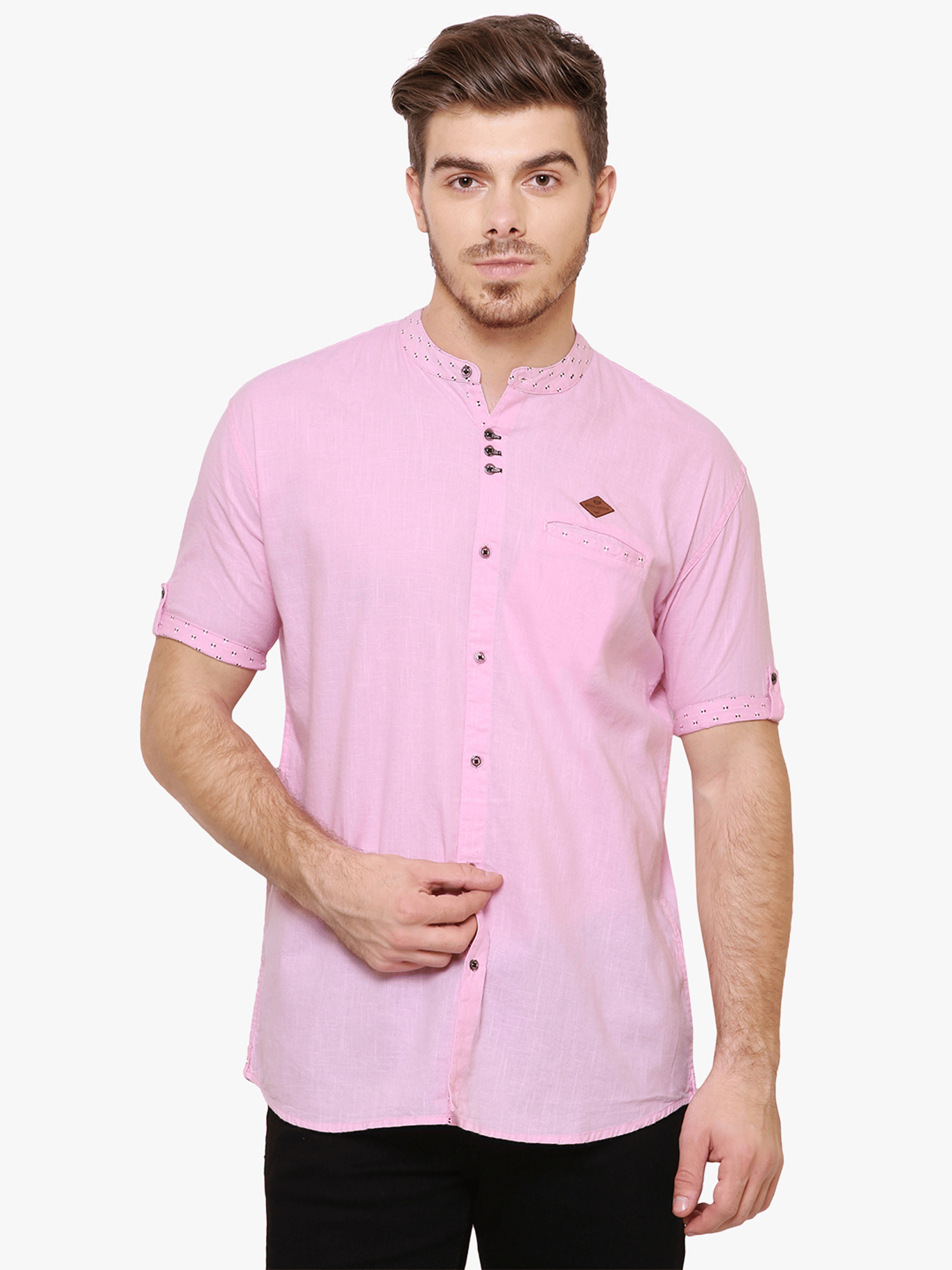 Kuons Avenue Linen Regular Fit Solids Half Sleeves Men's Casual Shirt - Pink ( Pack of 1 ) Kuons Avenue Linen Regular Fit Solids Half Sleeves Men's Casual Shirt - Pink ( Pack of 1 )