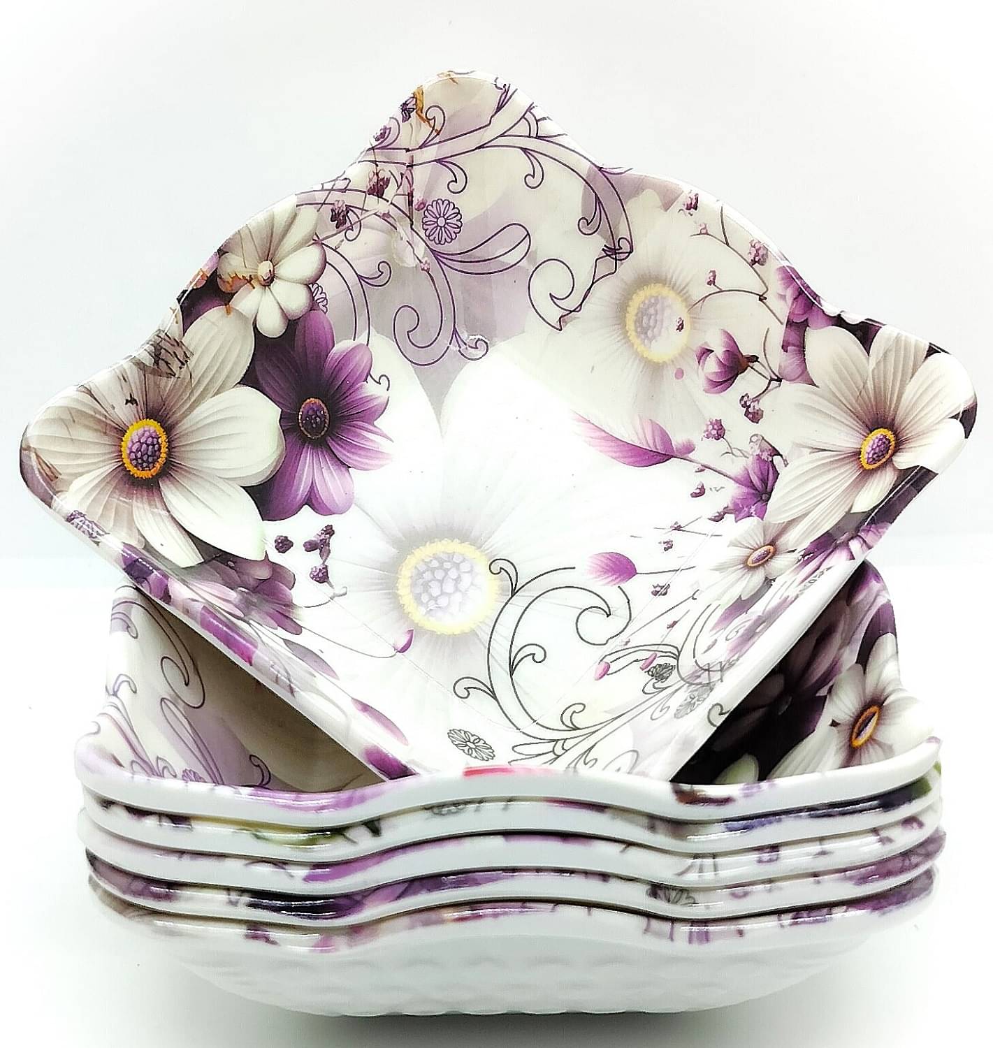 Laserbot Anti DUST Coating Melamine Printed Serving Bowl 13 cm ( Set of 6 ) Purple     			Laserbot Anti DUST Coating Melamine Printed Serving Bowl 13 cm ( Set of 6 ) Purple