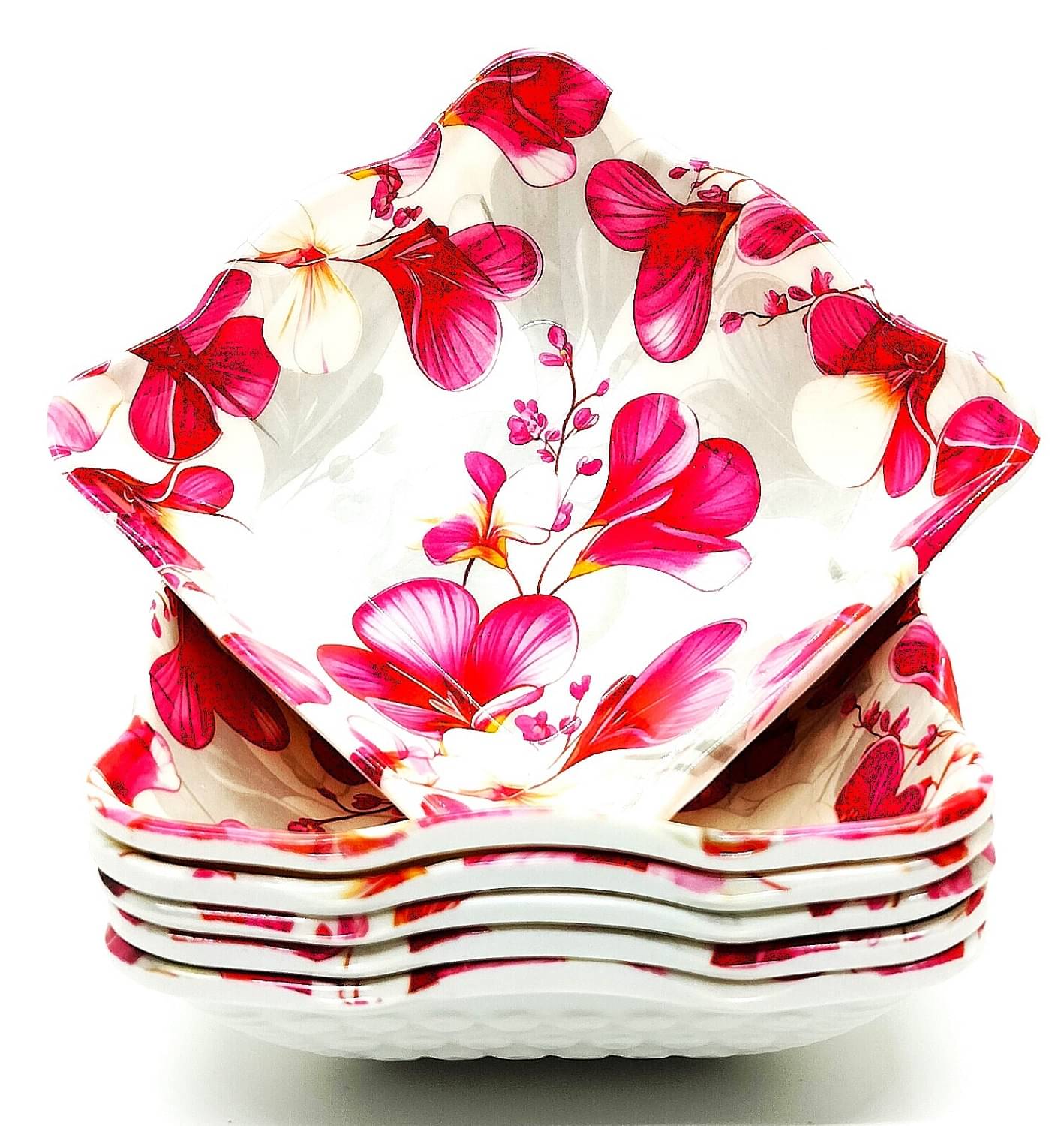 Laserbot SERVING BOWL, EATING BOWL Melamine Printed Serving Bowl 13 cm ( Set of 6 ) Pink     			Laserbot SERVING BOWL, EATING BOWL Melamine Printed Serving Bowl 13 cm ( Set of 6 ) Pink