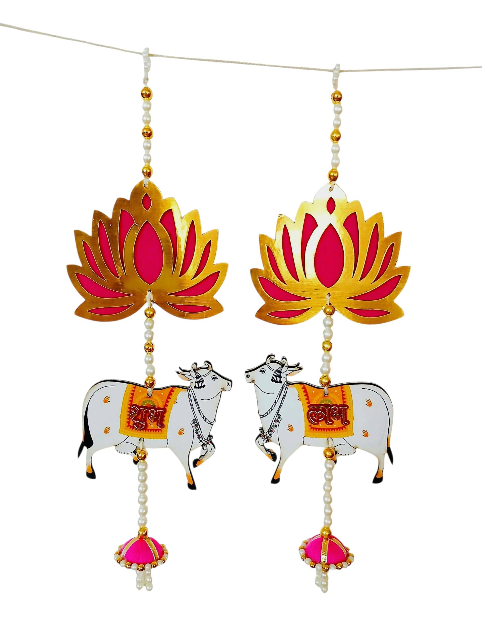 Lotus Cow Wall Hanging with Shubh Labh | Ethnic Wall Hanging for Diwali, Navratri & Pooja Room Decoration Lotus Cow Wall Hanging with Shubh Labh | Ethnic Wall Hanging for Diwali, Navratri & Pooja Room Decoration