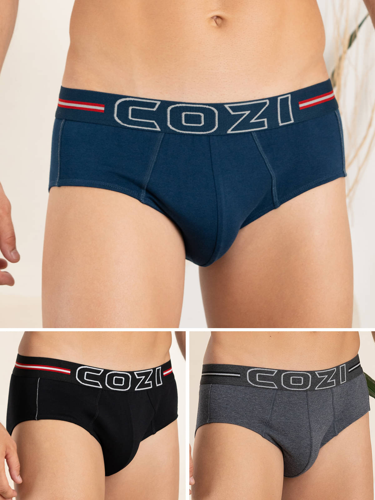 Lux Cozi Pack of 3 Cotton Blend Briefs For Men's ( Multicolor9 )     			Lux Cozi Pack of 3 Cotton Blend Briefs For Men's ( Multicolor9 )