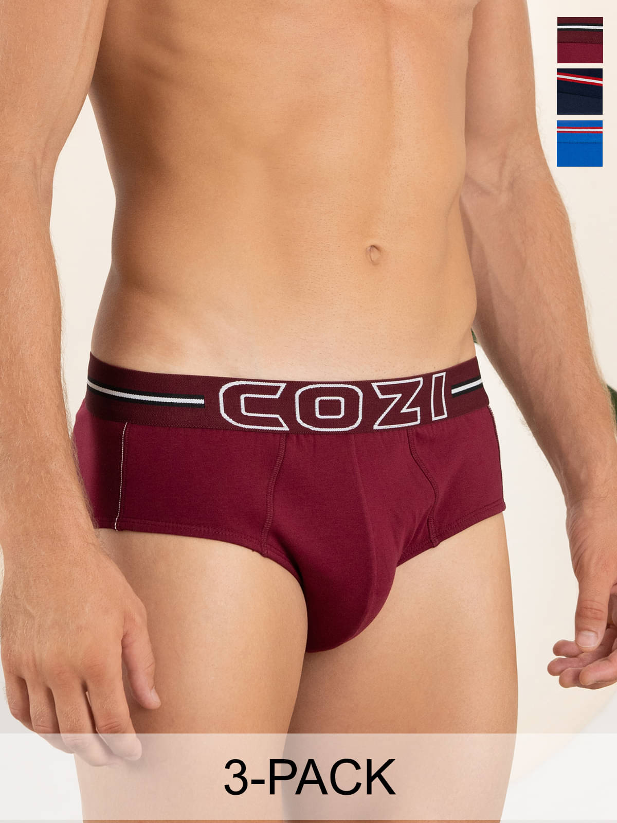 Lux Cozi Pack of 3 Cotton Blend Briefs For Men's ( Multicolor8 ) Lux Cozi Pack of 3 Cotton Blend Briefs For Men's ( Multicolor8 )