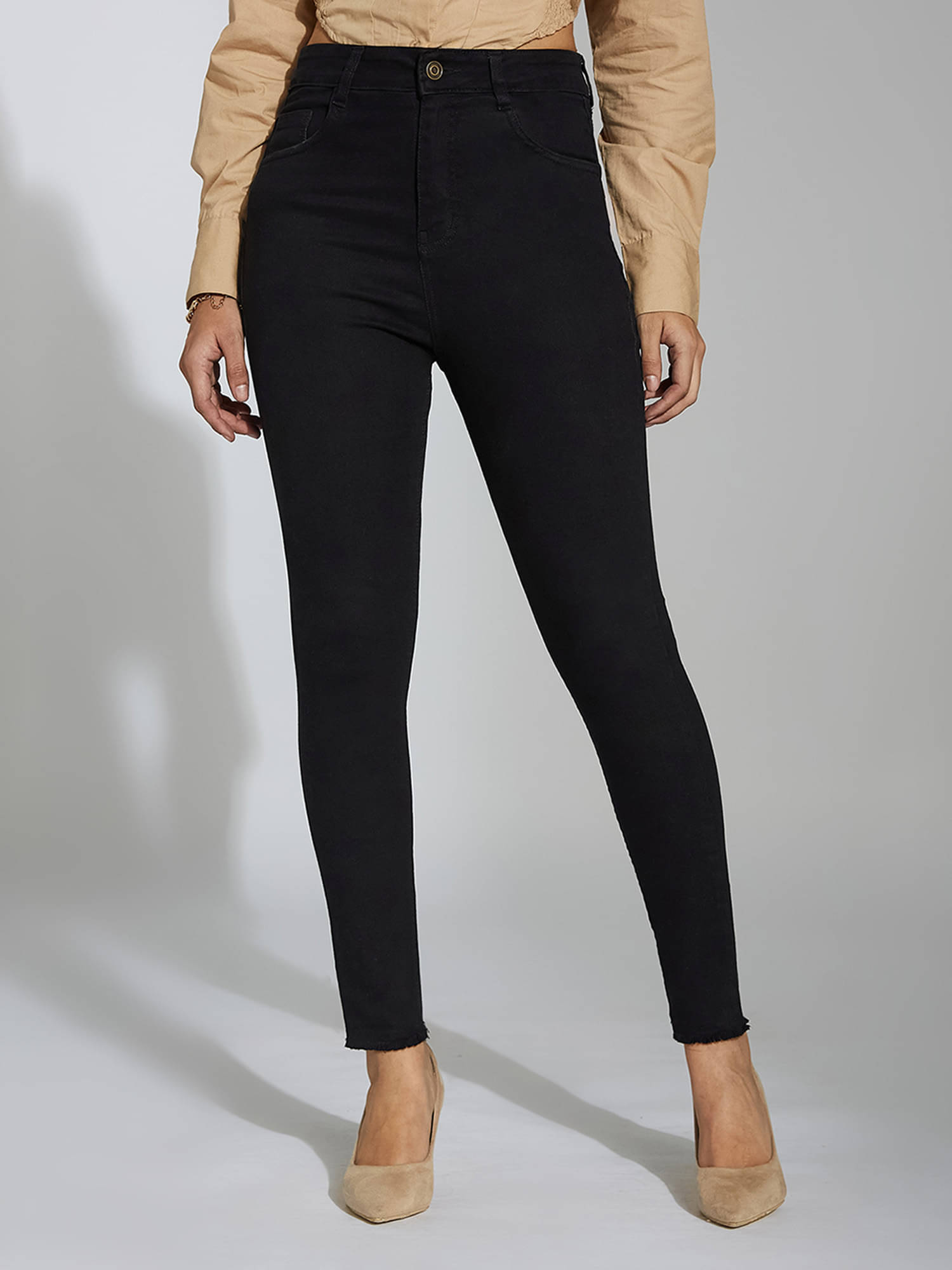     			Miss Chase Women's Skinny Fit High-Rise Jeans ( Black )